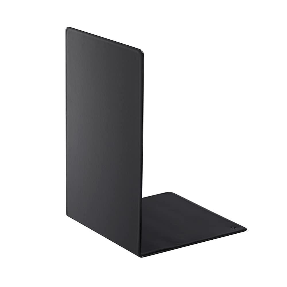 Yamazaki Home 6873 Black Metal Bookend Set - Heavy Duty Book Holder for Shelves, Desks & Office Organization - Perfect for Home, Office & Library Use