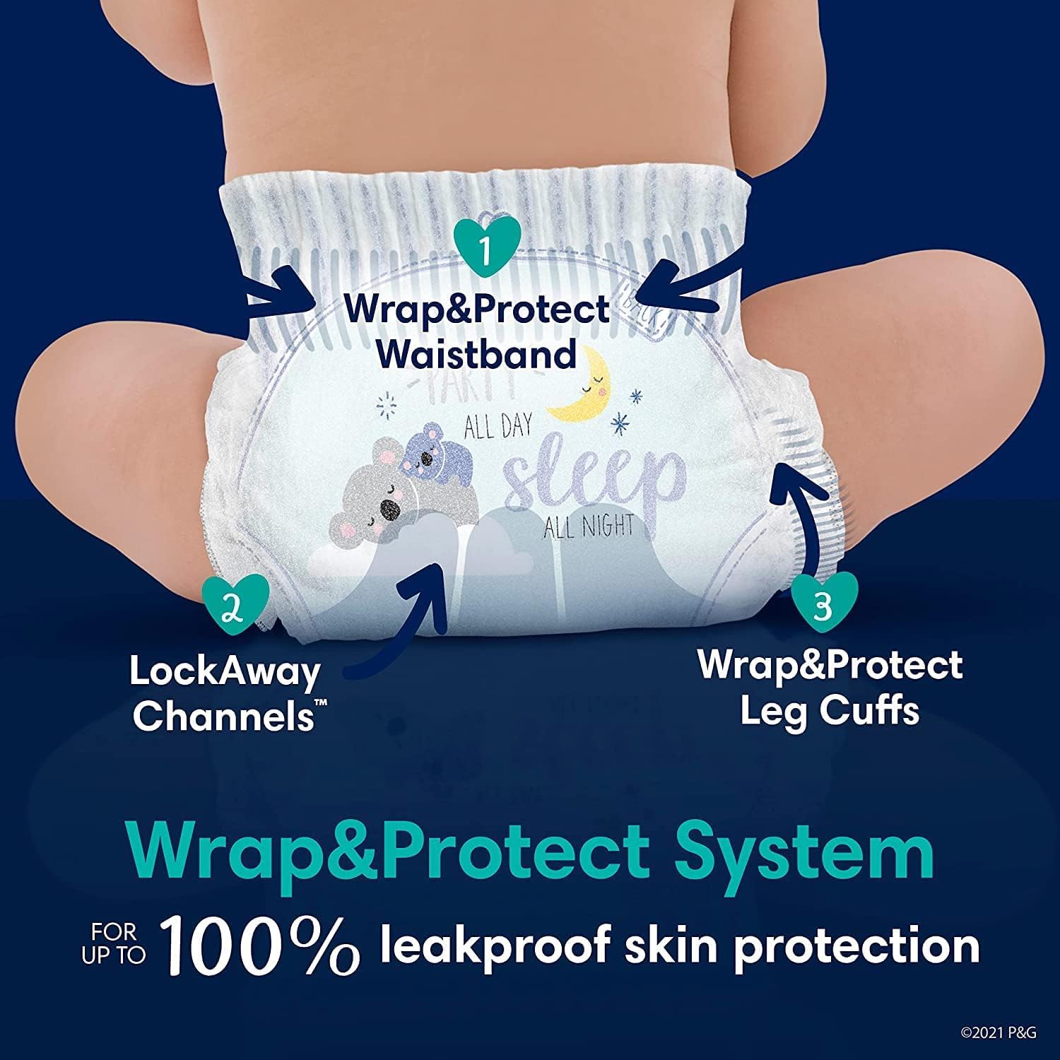 Pampers Swaddlers Size 5 Disposable Diapers - 132 Daytime + 50 Overnight Diapers | Ultra Absorbent Baby Diapers for Overnight Protection & Leak Prevention | Perfect for Active Babies & Nighttime Use