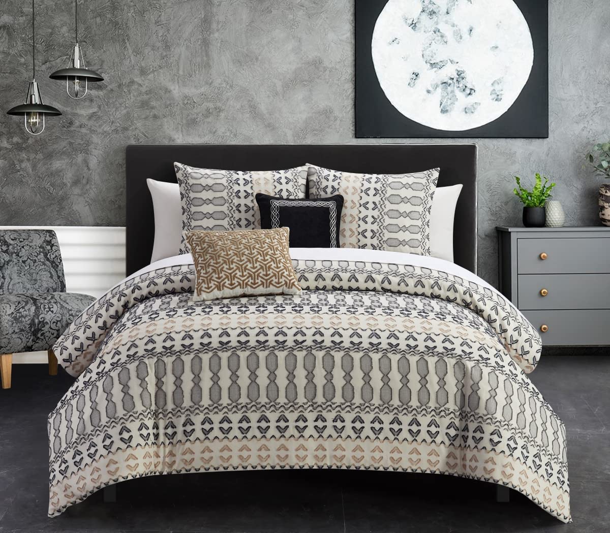 5-Piece Julieta Cotton Comforter Set - Earth Tone Bedding Collection, Queen Size for Cozy Bedroom Decor & Guest Room Essentials