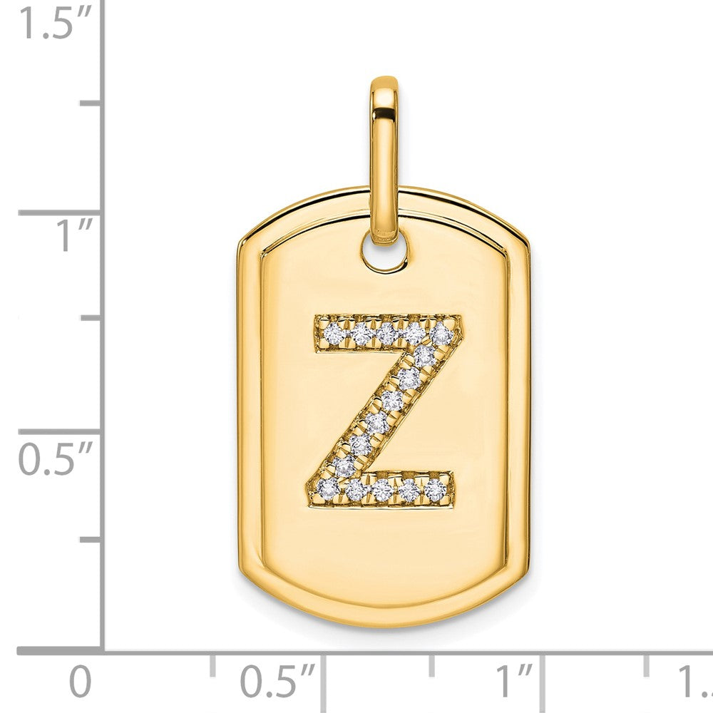 14K Gold Initial Z Dog Tag Pendant Necklace with Real Diamonds - Personalized Nameplate Jewelry for Men & Women - Perfect for Gifts, Anniversaries and Everyday Wear