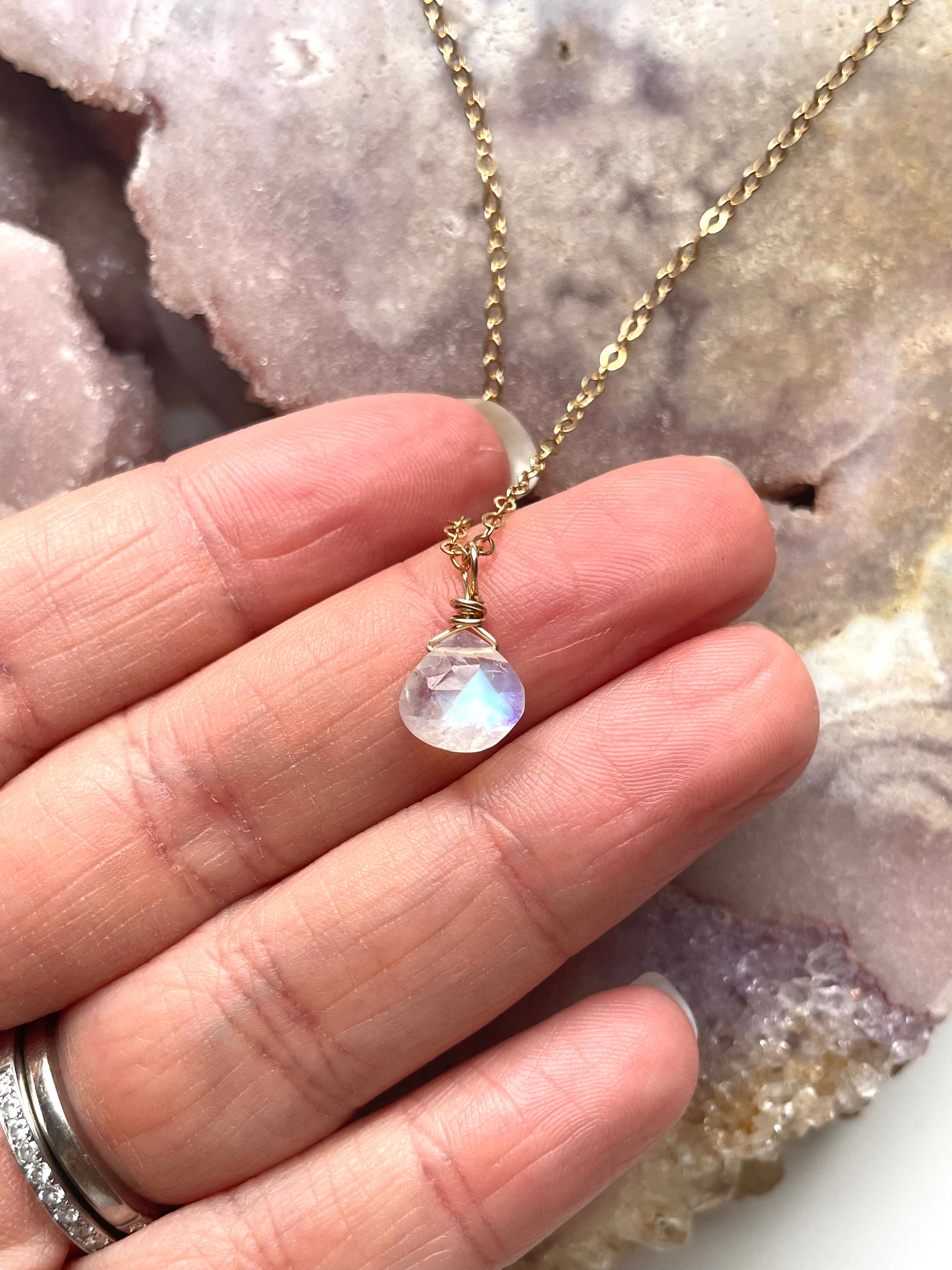 Rainbow Moonstone Pendant Necklace - Dainty Silver Jewelry for Women | Perfect for Everyday Wear, Gifts & Special Occasions