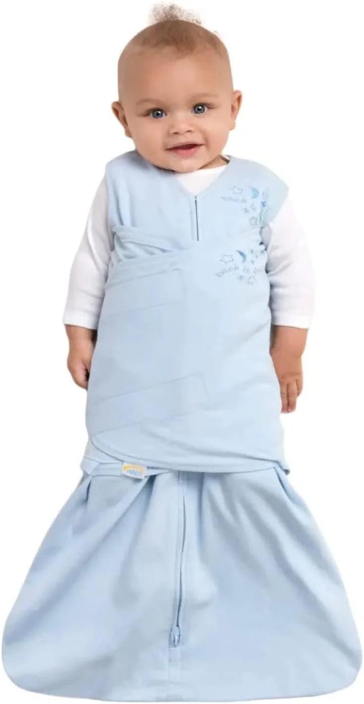 Halo 100% Cotton Sleepsack Swaddle (TOG 1.5) - Soft Blue Baby Swaddle Blanket for Newborns & Infants | Breathable & Comfortable for Safe Sleep, Nursery, and Travel