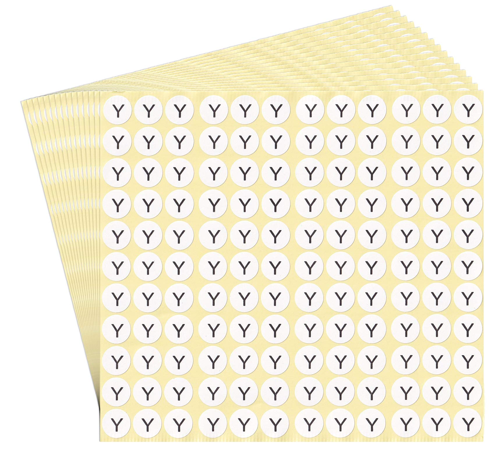 DealzEpic - Letter Y Alphabet Stickers - 15 Sheets Small Round Self-Adhesive Paper Labels for Scrapbooking, DIY Crafts & Organizing