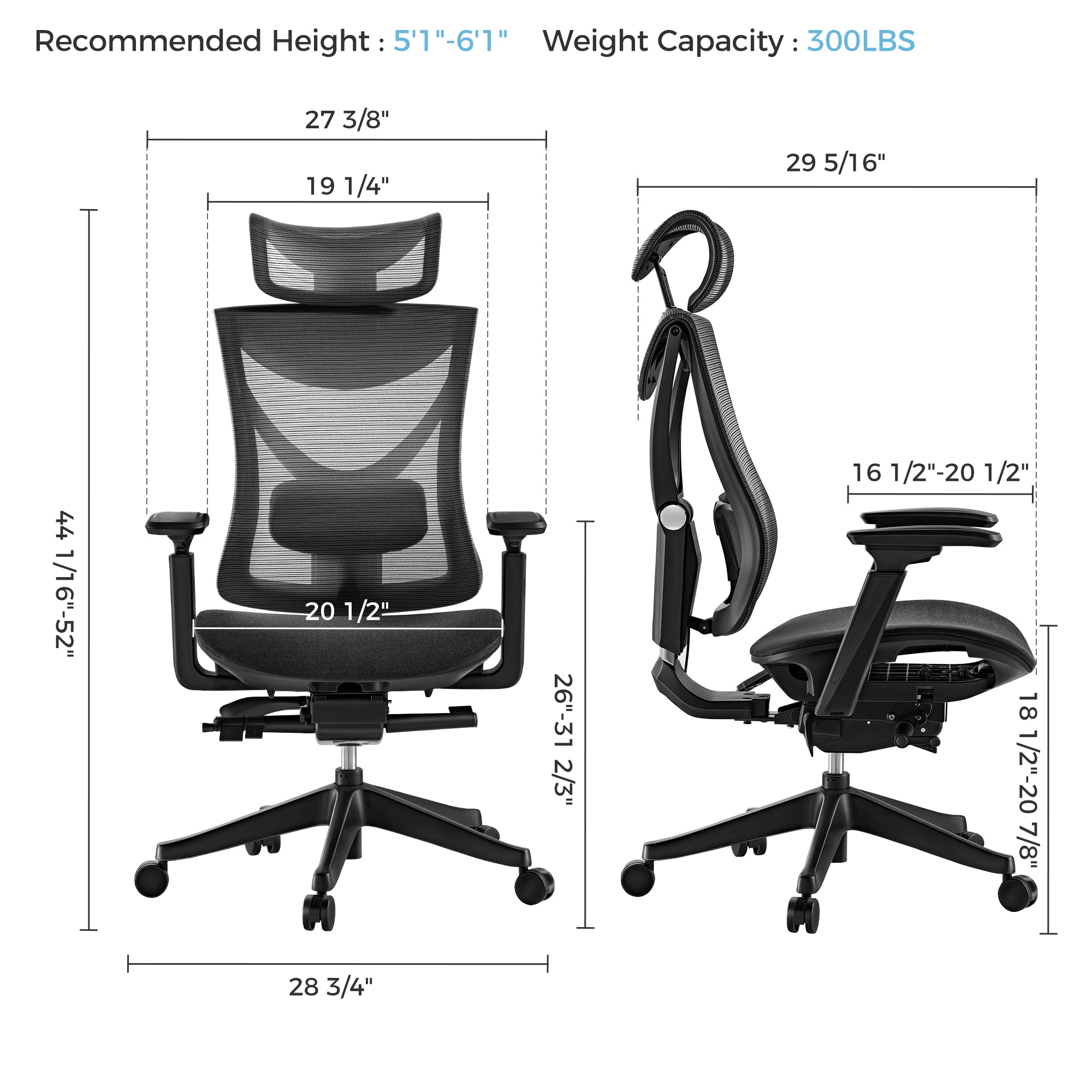 Aion Lite Ergonomic Office Chair - Adjustable Lumbar Support & Breathable Mesh Back for All-Day Comfort - Perfect for Home Office, Gaming & Workspace