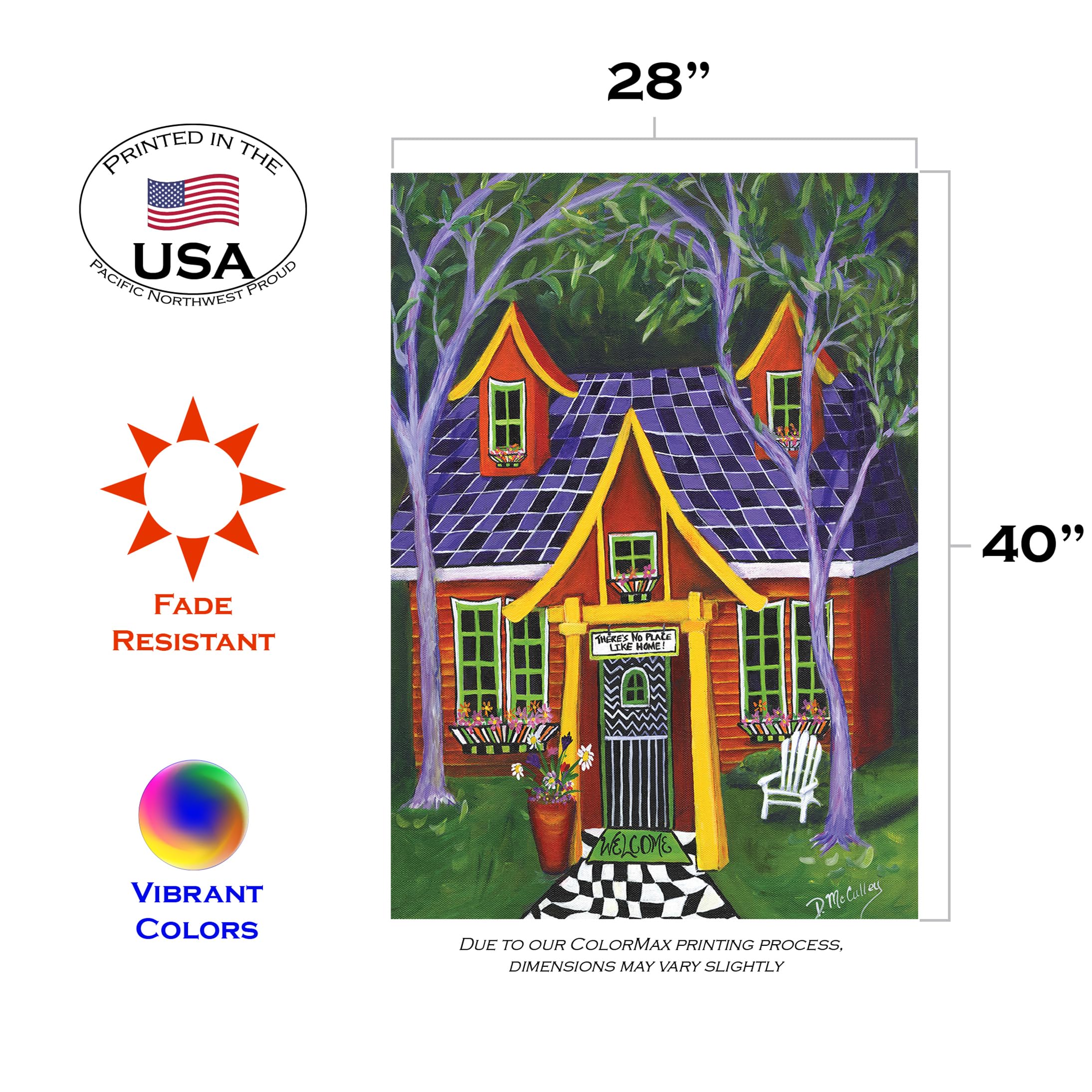 Toland Home Garden 1012177 'No Place Like Home' Double Sided Outdoor Flag 28x40 Inch - House Yard Decoration for Porch, Garden & Front Yard