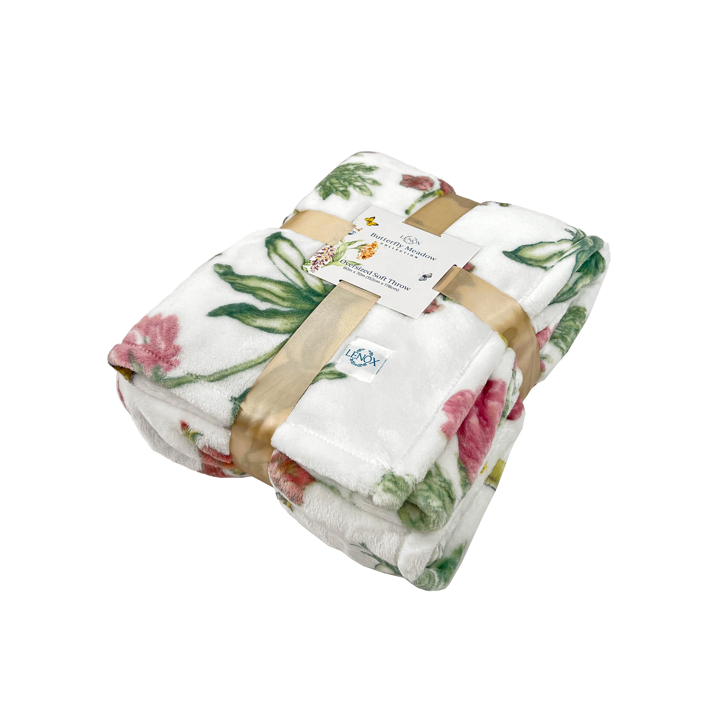 Butterfly Meadow Bloom Pink Throw Blanket - Soft Cozy Floral Design for Bed, Couch & Sofa - Perfect for Home Decor, Living Room, Bedroom & Gift Giving