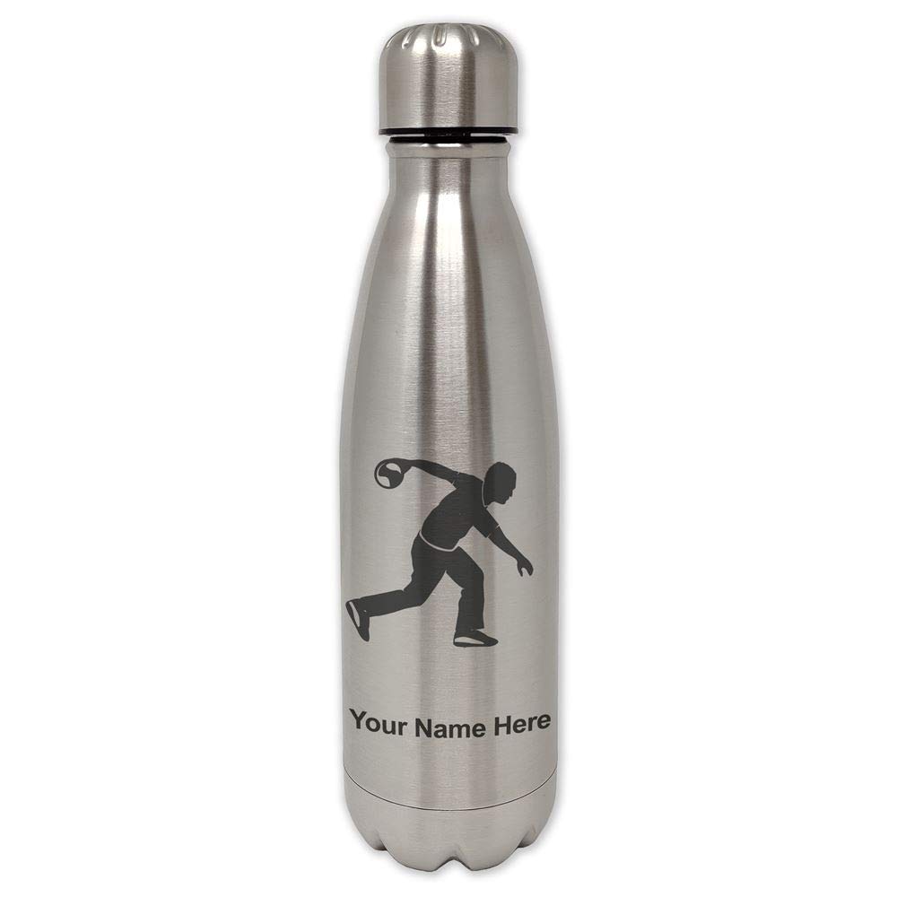 LaserGram Stainless Steel Water Bottle - Single Wall, Personalized Engraving, Perfect for Bowling & Outdoor Activities | Gym, Hiking, Work & Travel Companion