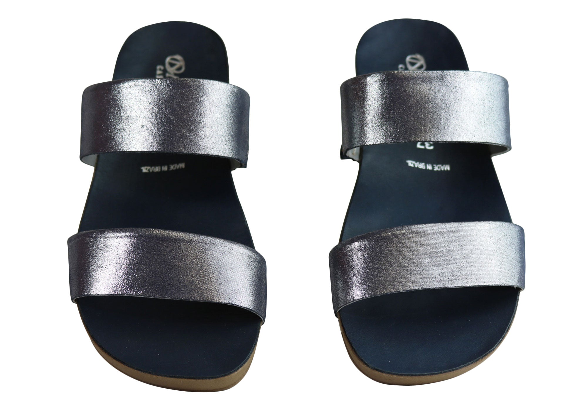 Andacco Mirage Women's Comfortable Leather Flat Sandals Slides - Handmade in Brazil - Perfect for Beach, Vacation & Summer Casual Wear