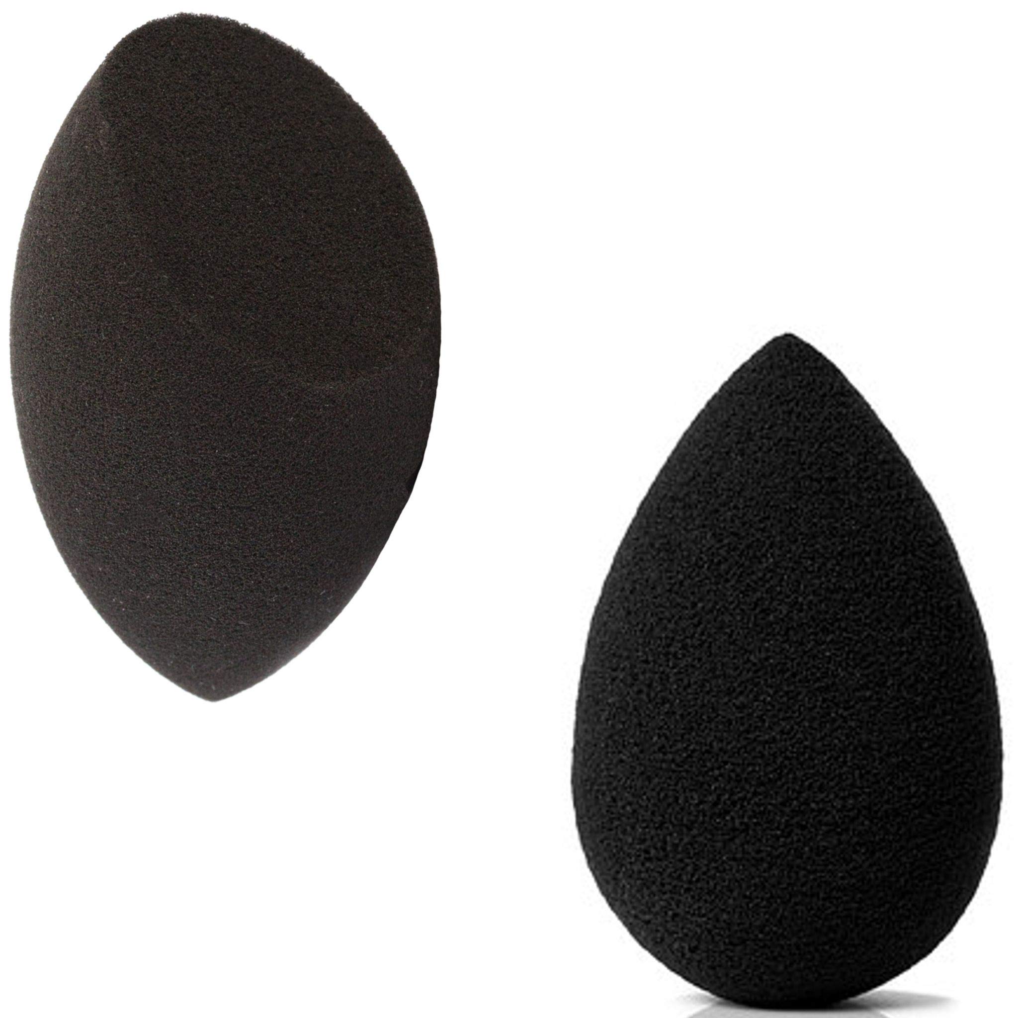 Premium Latex-Free Beauty Sponge Set - 1 Black Egg Shape & 1 Black Complexion Makeup Blender for Foundation, Contour & Highlighting | Reusable Cosmetic Applicator for Flawless Blending & Stippling | Perfect for Professional Makeup Artists & Daily Beauty Routines