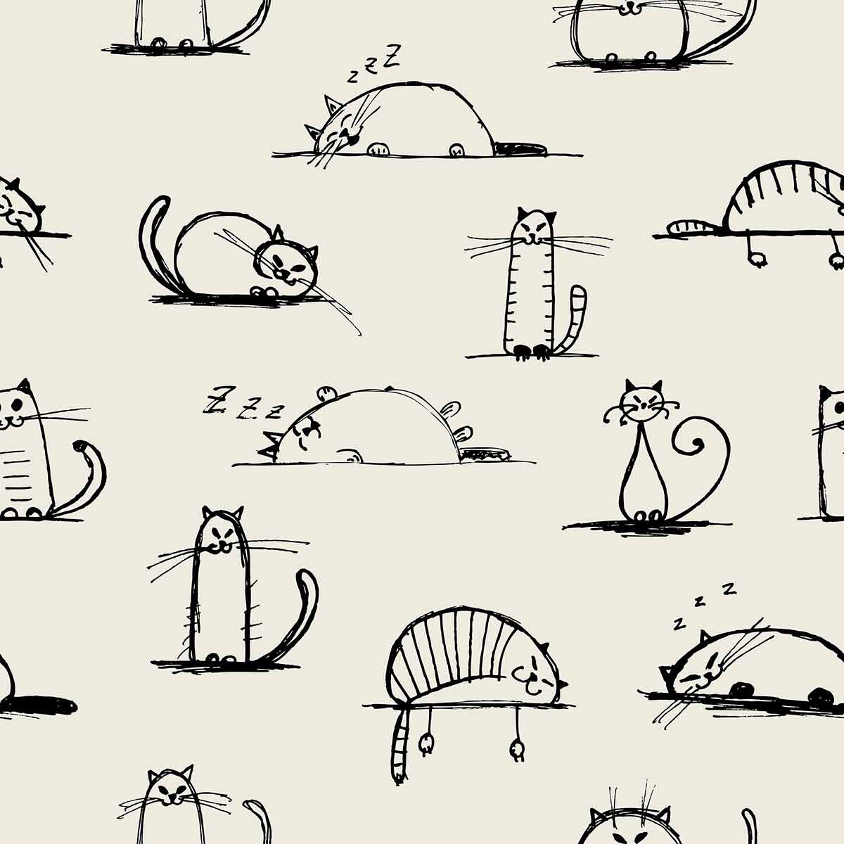 Beige Cat Peel and Stick Removable Wallpaper - Self-Adhesive Decorative Wall Covering for Bedroom, Nursery, or Office - Easy to Install & Remove