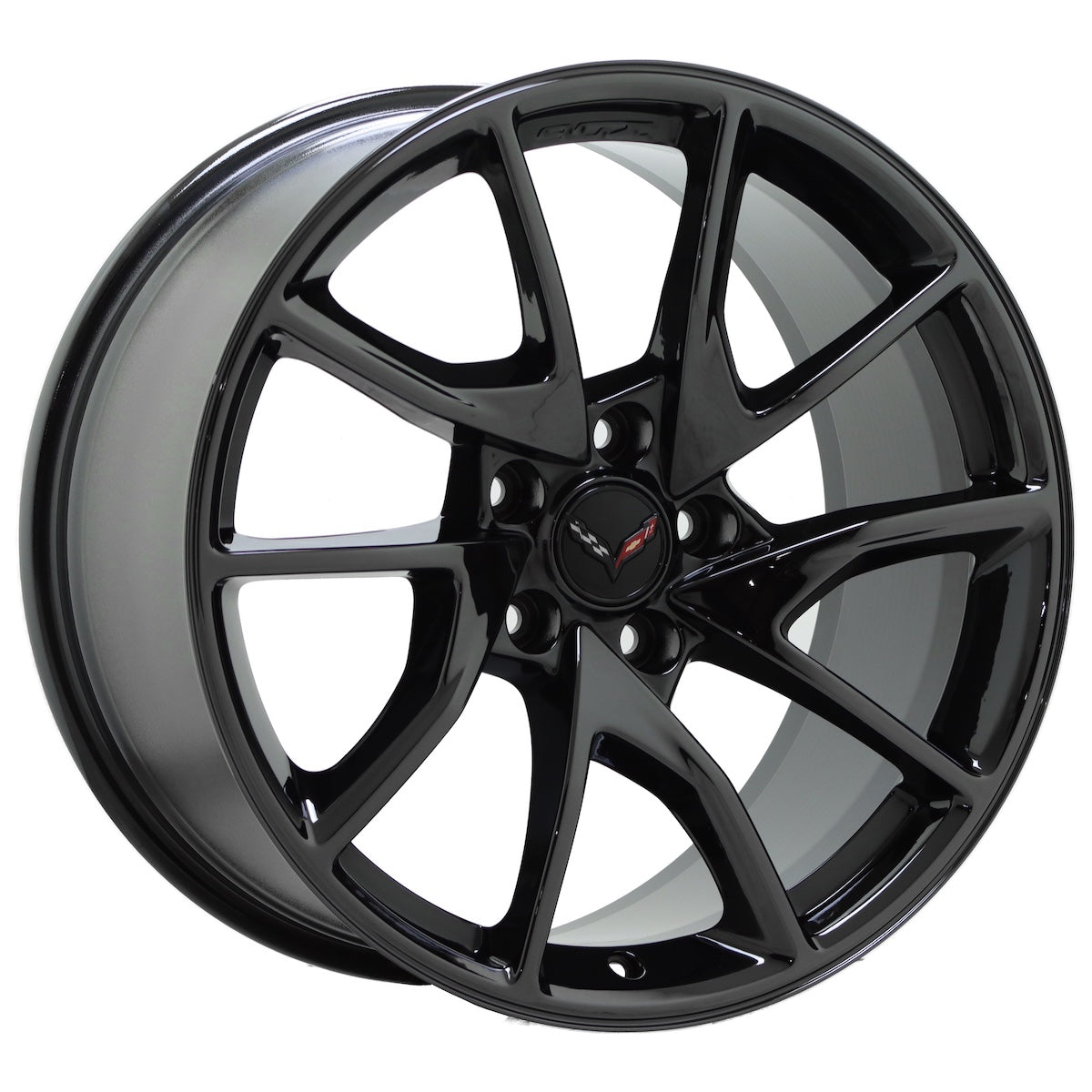 19-20 C7 Corvette Z06 Black Chrome Factory Wheels Rims Set 96013 - OEM Replacement & Exchange - Perfect for Street Performance & Show Car Upgrades
