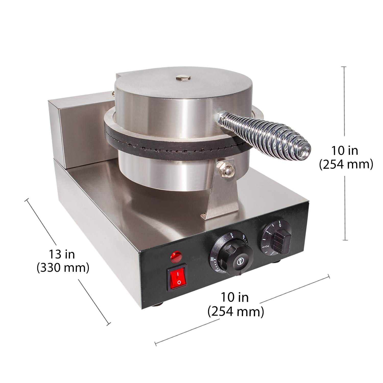 ALDKitchen Waffle Cone Maker Machine - Professional Stainless Steel Electric Waffle Iron for Homemade Ice Cream Cones - Single & Double Non-Stick Plates - 110V for Home & Commercial Use - Perfect for Ice Cream Shops, Dessert Bars & Party Treats
