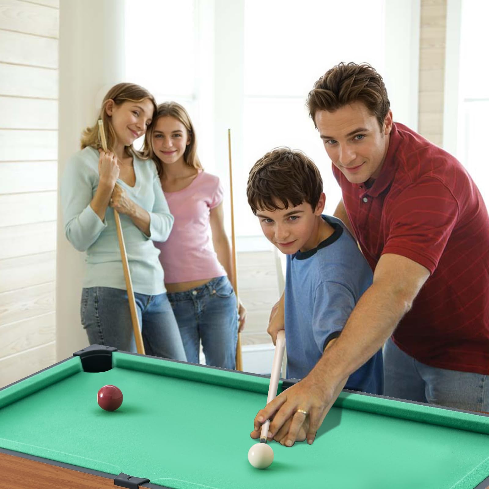 Goplus 4-in-1 Multi Game Table Set - Pool Billiards, Air Hockey, Foosball & Table Tennis Combo - Stackable Arcade Tabletop for Home, Game Room, Family Party & Indoor Entertainment