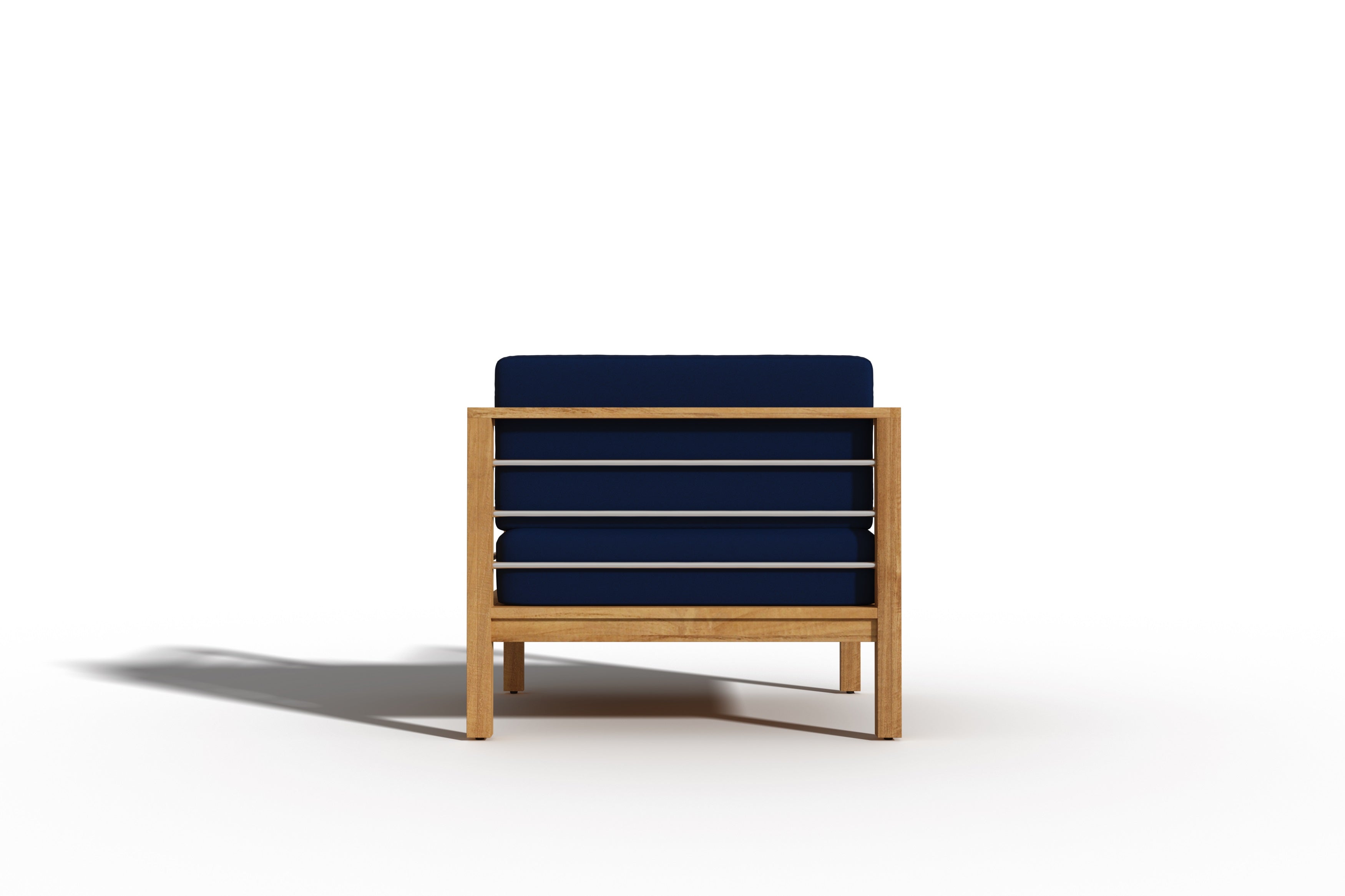 Premium Teak Wood Outdoor Club Chair with Sunbrella Navy Cushion - Weather-Resistant Patio Furniture for Poolside, Garden, or Deck Relaxation