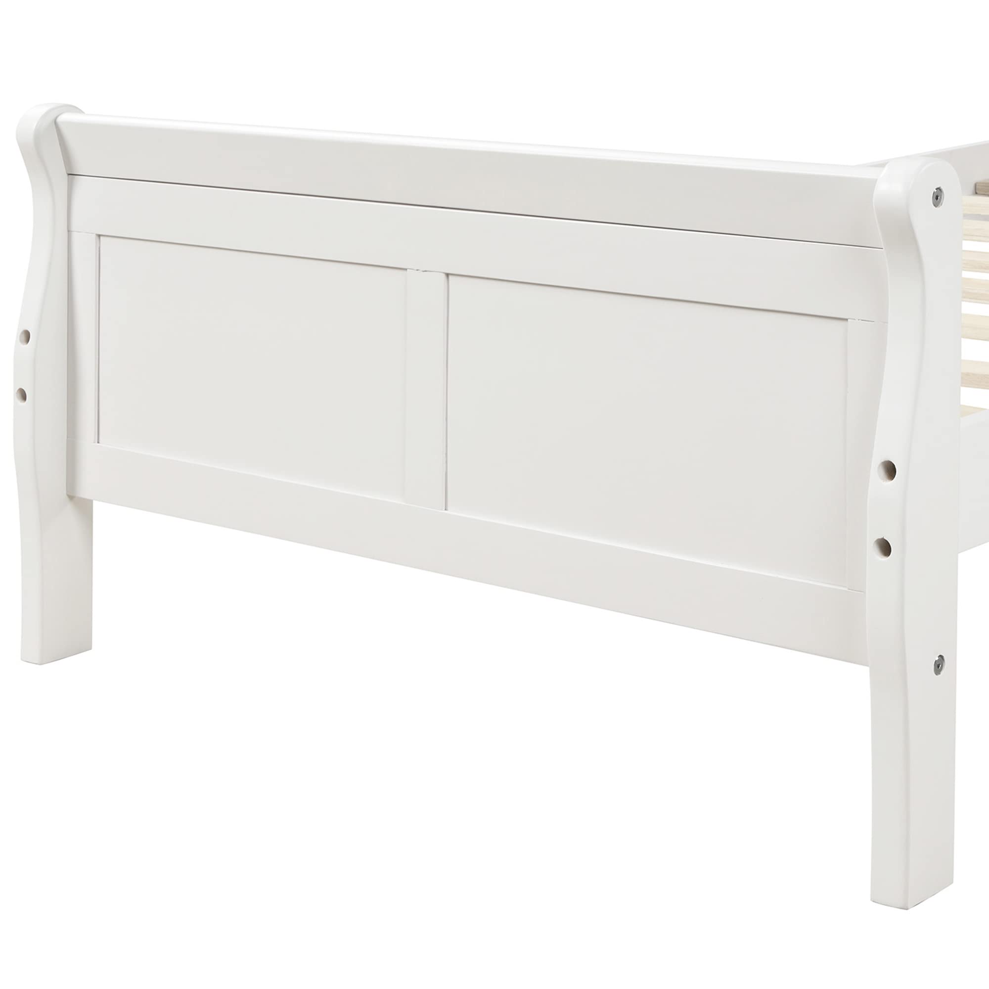 Merax White Wood Platform Twin Bed Frame with Headboard & Footboard - Sturdy Wood Slat Support, Mattress Foundation - Perfect for Kids' Rooms, Guest Bedrooms & Small Spaces