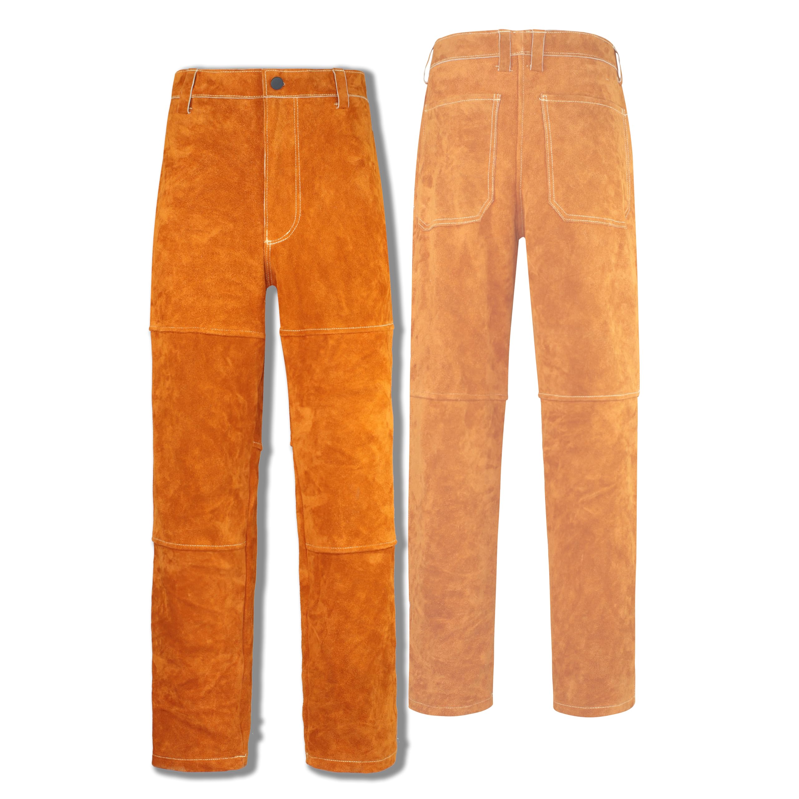 Heavy Duty Leather Welding Pants - Heat & Flame Resistant Workwear for Metalworking, Construction & DIY Projects