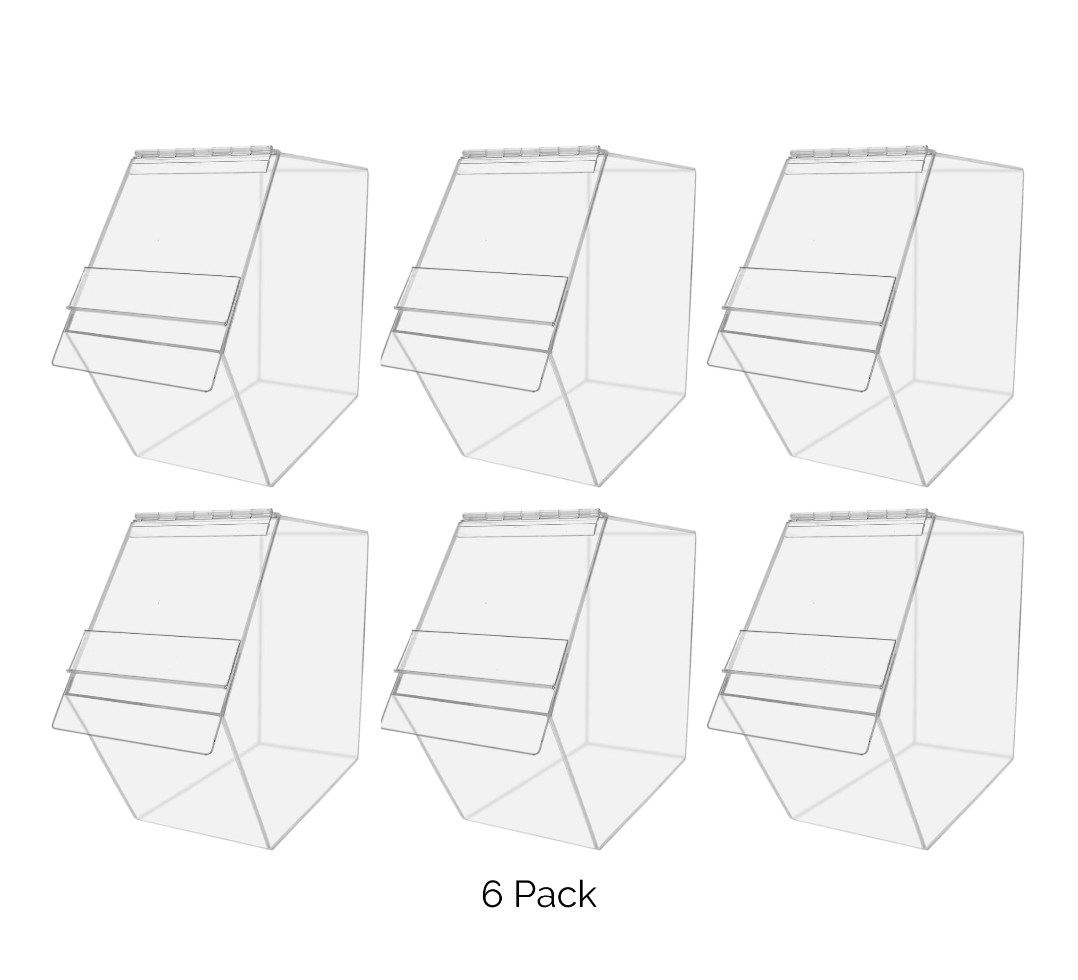 6-Pack Clear Acrylic Bread Box with Hinged Lid - 6