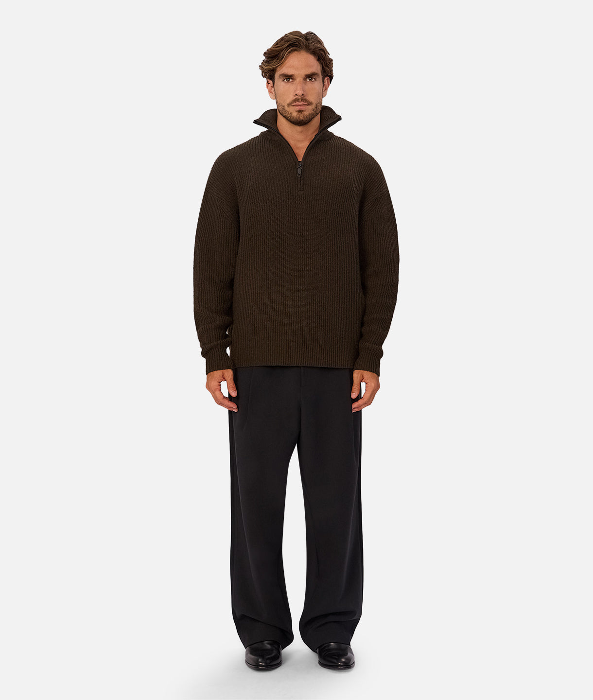Montreal Zip Neck Knit Sweater - Dark Military Green | Cozy Winter Pullover for Men & Women | Perfect for Outdoor Adventures & Casual Wear