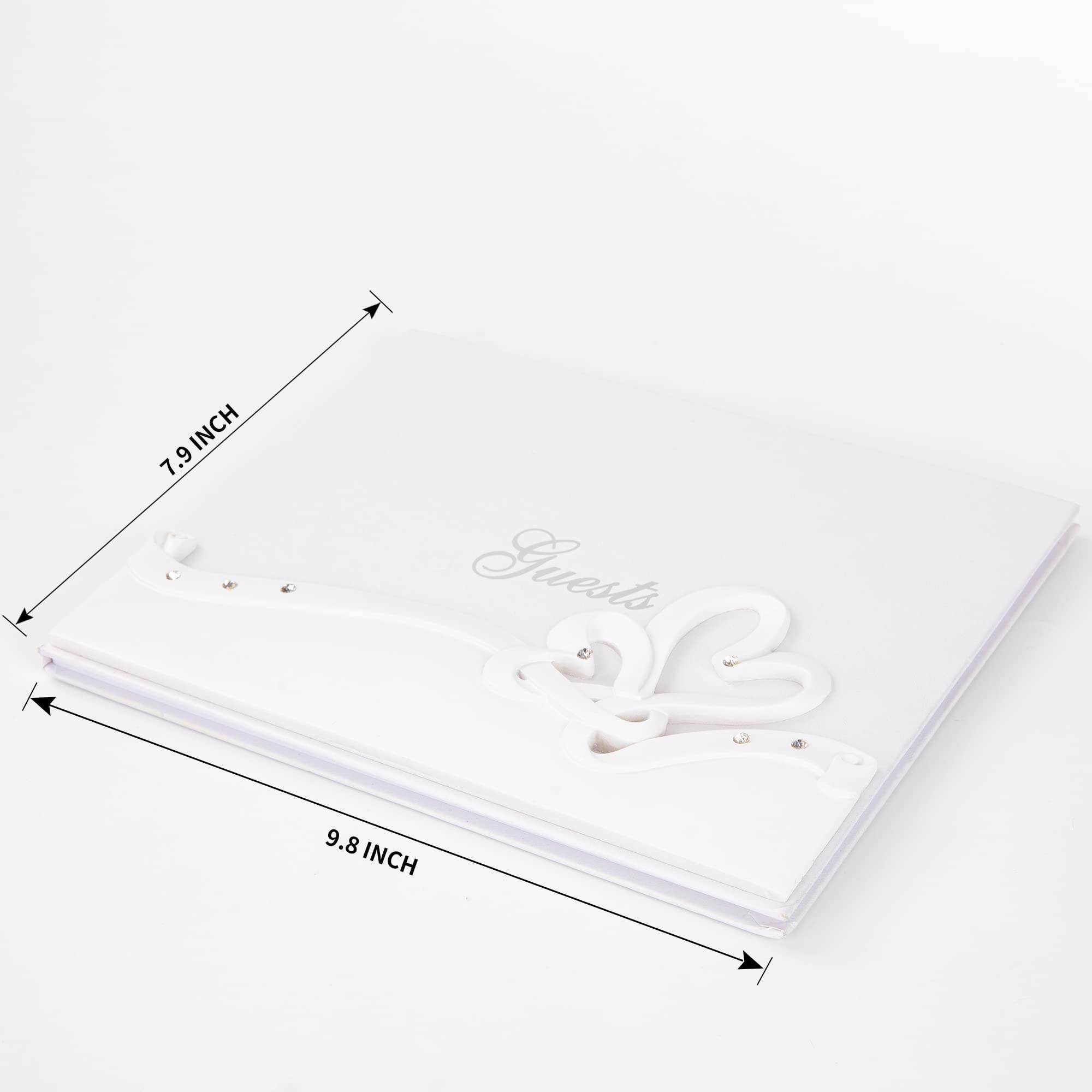 Elegant Wedding Guest Book with 3 Metallic Pens - Hardcover Guest Book for Wedding Reception, Polaroid Photo Guest Book Sign in - 9.8” x 7.9”, 96 Pages - Perfect for Wedding, Anniversary, and Bridal Shower Guest Signatures