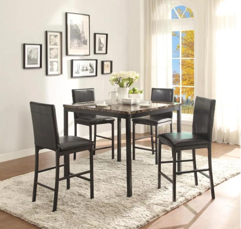 Elegant Faux Marble Counter Height Dining Table - 36 Inch Round Kitchen Dinette Set for Small Spaces, Breakfast Nook & Apartment Living