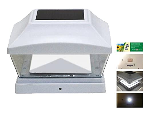 6 Pack Solar Powered Square Outdoor Post Cap Lights - Waterproof Fence Lighting for 5x5 PVC Posts (White) | Perfect for Garden, Patio, Driveway & Backyard Decoration