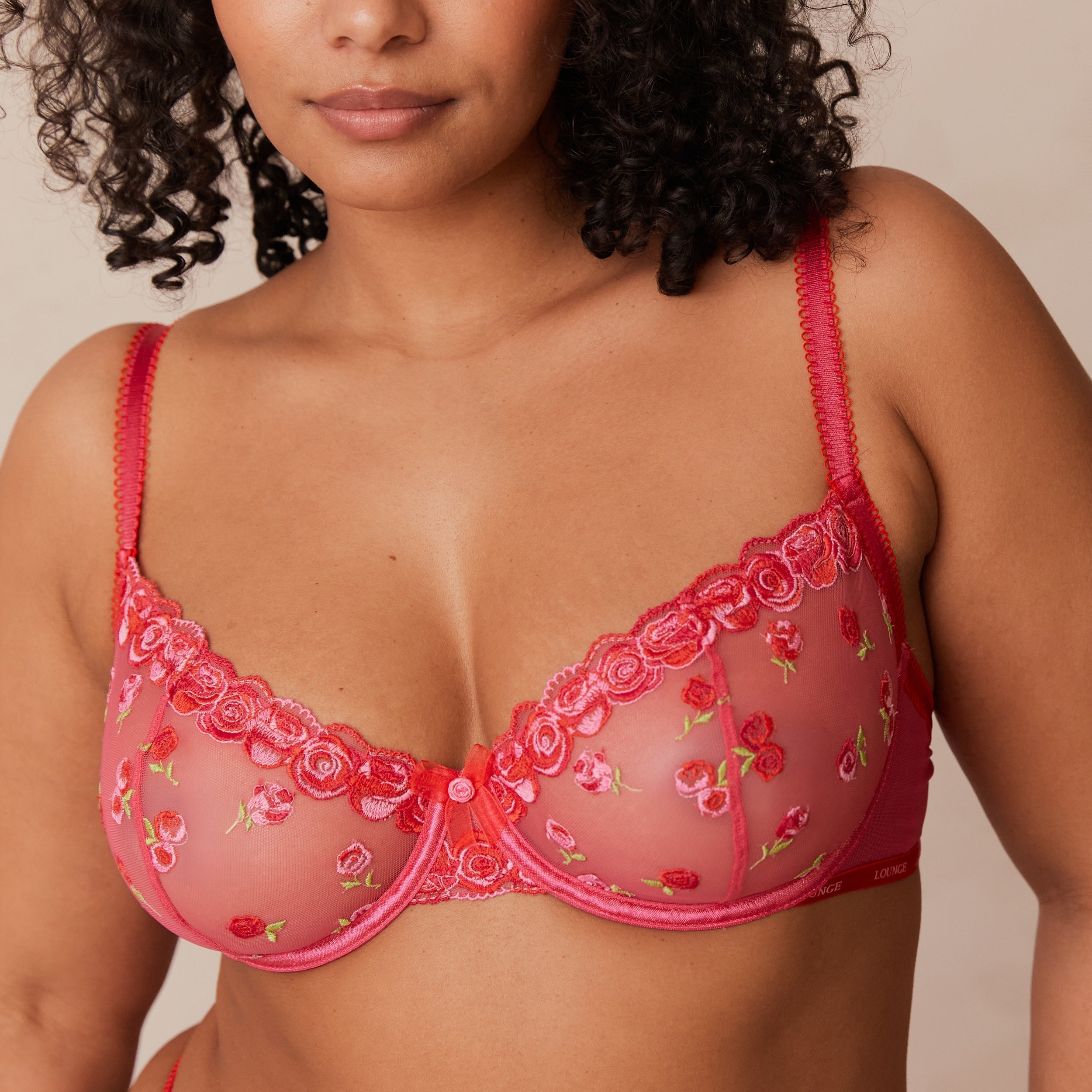Blush Embroidered Balcony Bra - Hot Pink Lace Underwire Push Up Bra for Women | Perfect for Valentine's Day, Date Night & Special Occasions