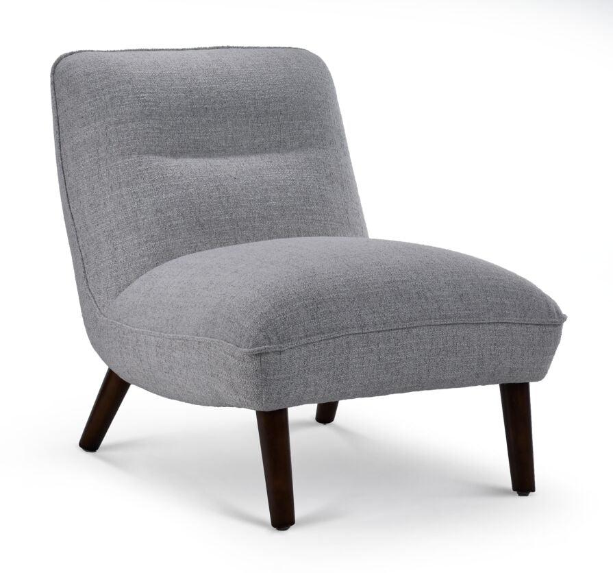 Capri Accent Chair Grey - Modern Lounge Chair for Living Room, Bedroom & Office - Comfortable Upholstered Armchair with Sturdy Metal Legs