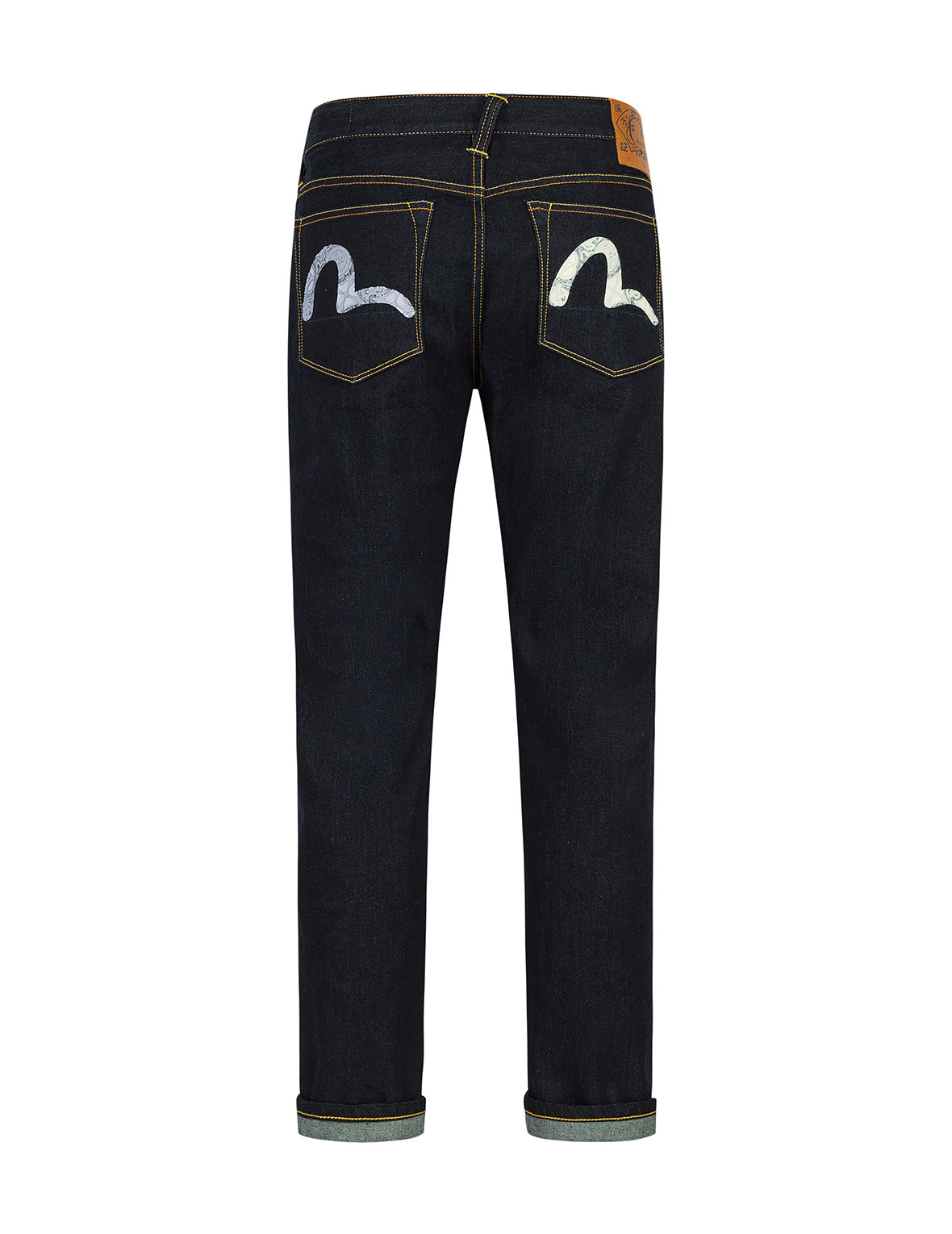 Stylish Seagull Kamon Print Carrot Fit Jeans #2017 - Trendy Japanese-Inspired Slim Tapered Denim Pants for Men & Women | Perfect for Casual Wear, Street Fashion & Everyday Outfits