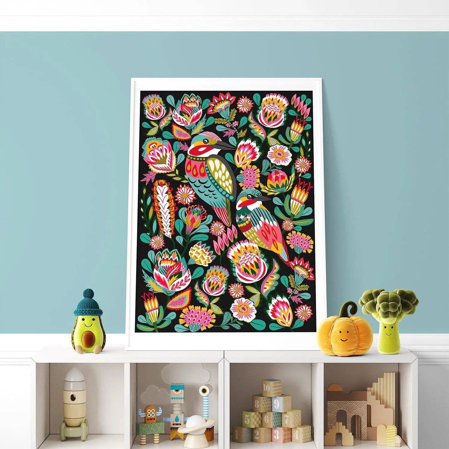 Kingfisher Birds Australian Wall Art Print - Vibrant Wildlife Home Decor for Living Room, Bedroom & Office | Nature-Inspired Canvas Painting
