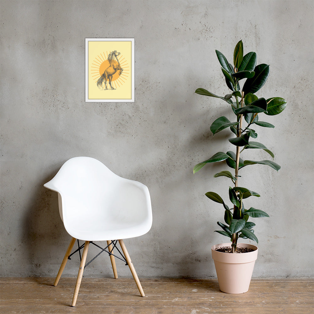 Sunburst Horse Framed Art Poster - Elegant Wall Decor & Home Art for Living Room, Bedroom, or Office