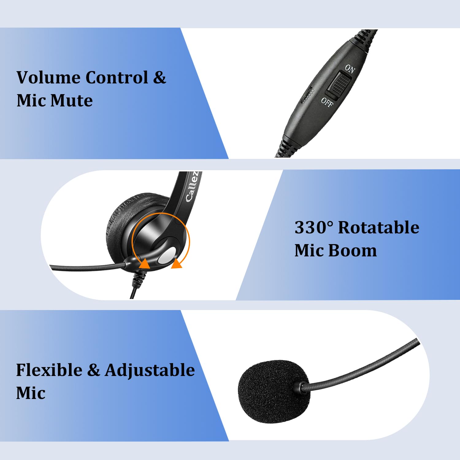 Noise Cancelling RJ9 Phone Headset with Microphone - Compatible with Polycom VVX411, VVX311, VVX410, VVX500, Avaya 1416, 1408, Mitel 5330e - Perfect for Office Calls, Remote Work & Customer Service