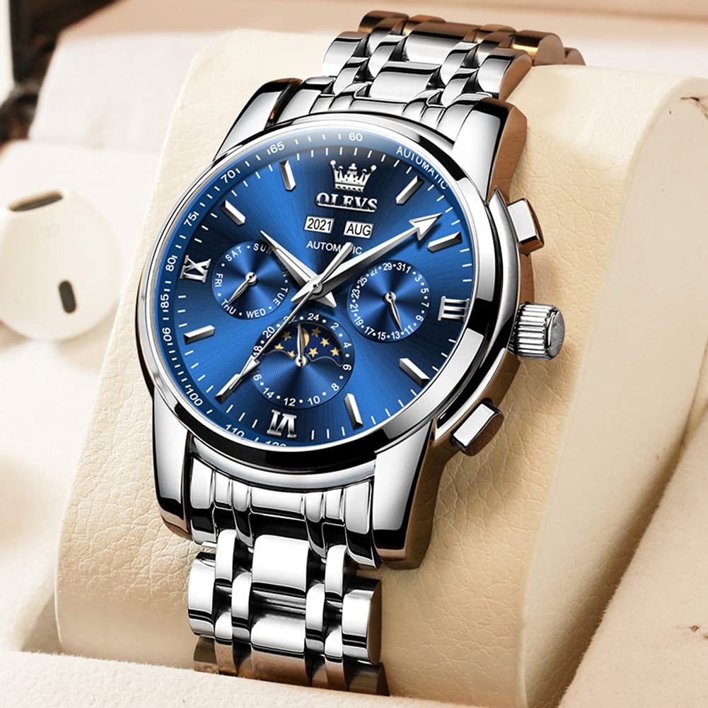 OLEVS Men's Automatic Mechanical Tourbillon Watch - Self Winding Luxury Stainless Steel Waterproof Wristwatch with Luminous Hands & Date Display | Perfect for Business, Formal Events & Everyday Wear
