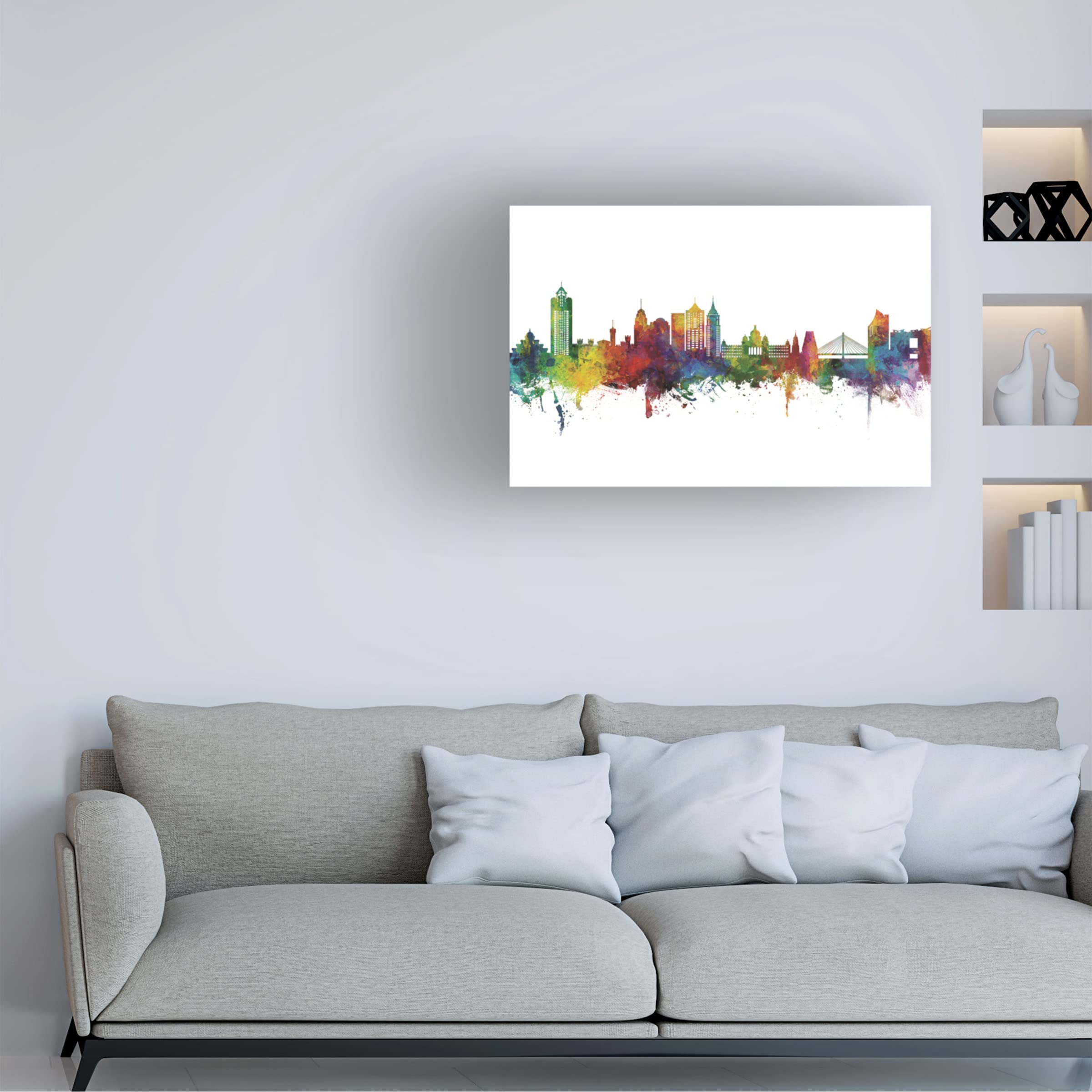 Michael Tompsett Bengaluru Skyline India Bangalore Canvas Art Print - Modern Cityscape Wall Decor for Living Room, Office & Home