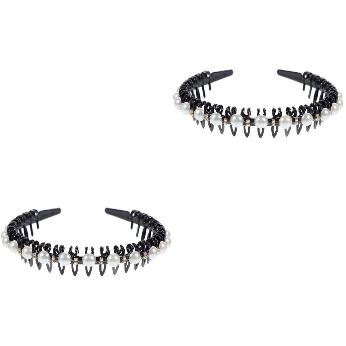 FRCOLOR 2-Pack Women's Wedding Headbands - Metal Hair Hoops with Pearl & Crystal Beads, Bridal Hair Accessories for Bride, Bridesmaid, Prom, Party & Special Occasions