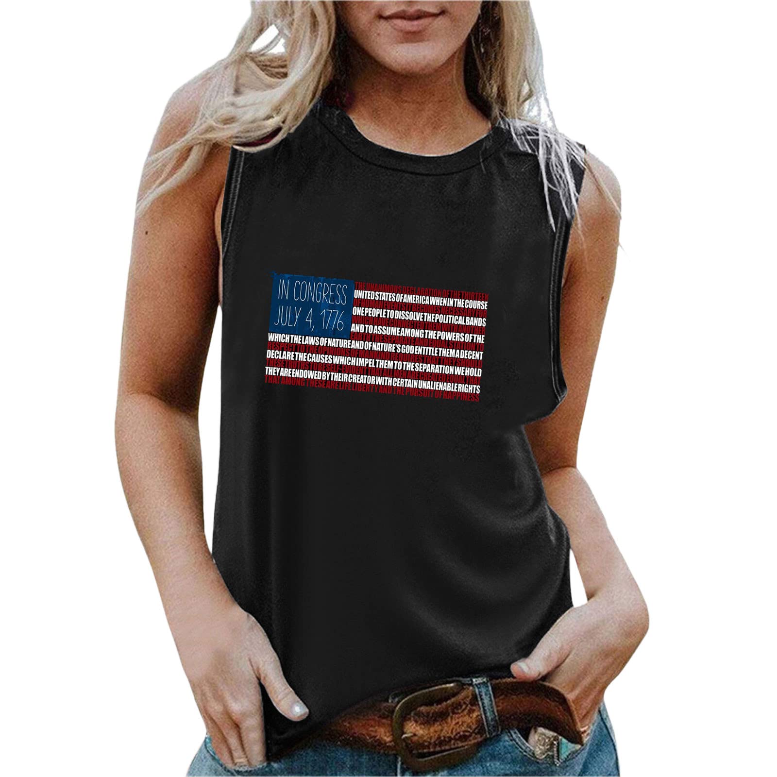 Women's Summer Casual Sleeveless T-Shirt - Flowy Print Tank Top with Comfortable O-Neck | Perfect for Beach, Vacation, Yoga & Everyday Wear