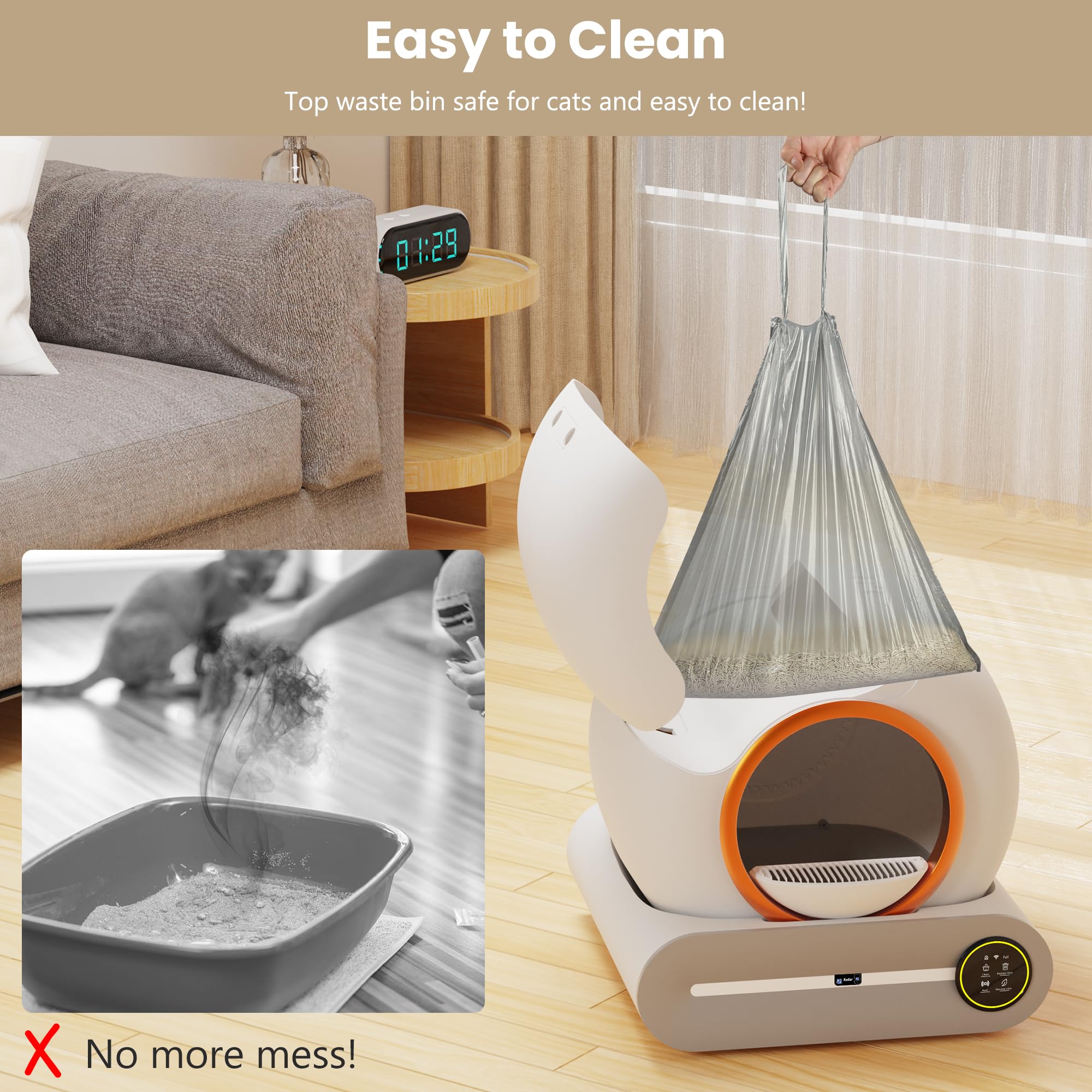 Self Cleaning Litter Box PRO - Automatic Cat Litter Box with APP Control, Odor Removal & Double Layer Trapping Mat for Multiple Cats | Perfect for Smart Homes & Busy Pet Owners