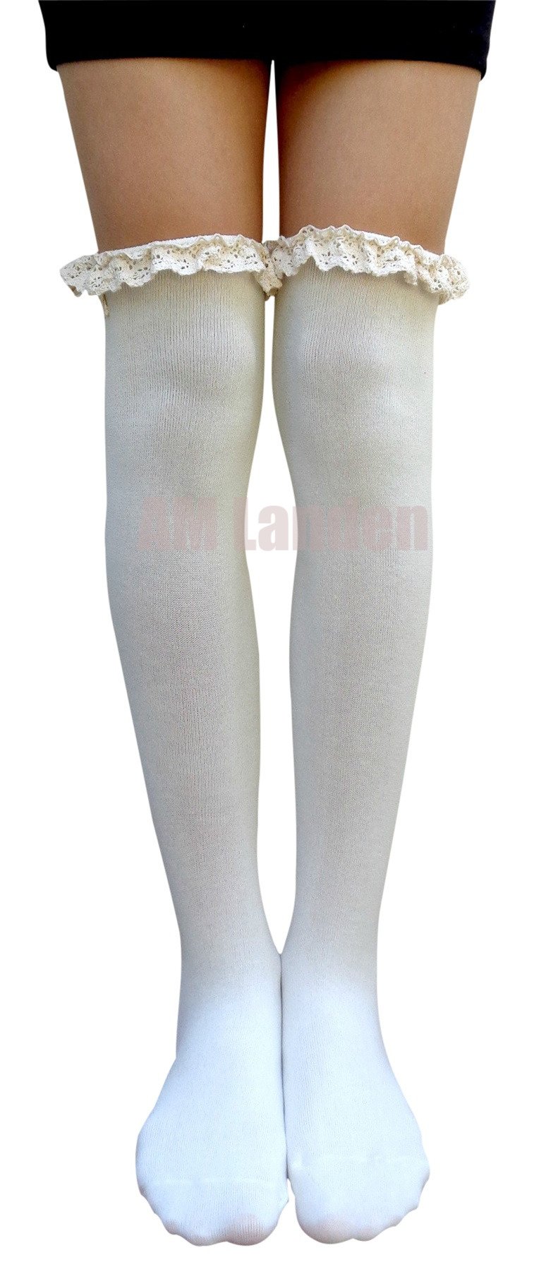 Elegant Lace Over The Knee Socks - Women's Knee High Stockings with Lace Trim - Perfect for Cosplay, Vintage Outfits & Winter Fashion