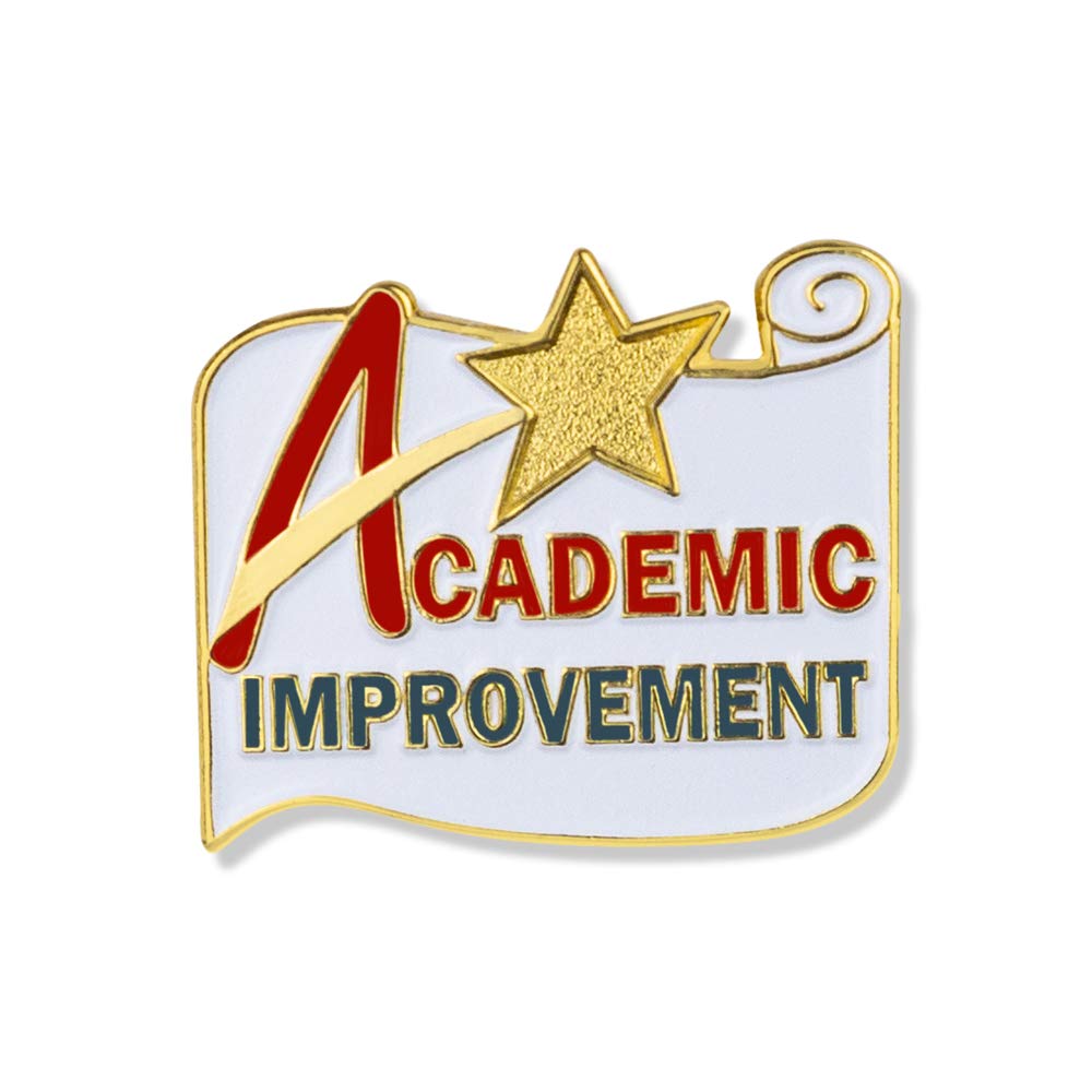 Bulk Pack of 12 Academic Improvement Enamel Lapel Pins for Students - 1 x 7/8 Inch Teacher Appreciation Awards & School Gifts - Perfect for Classroom Rewards, Graduation Ceremonies & Student Motivation