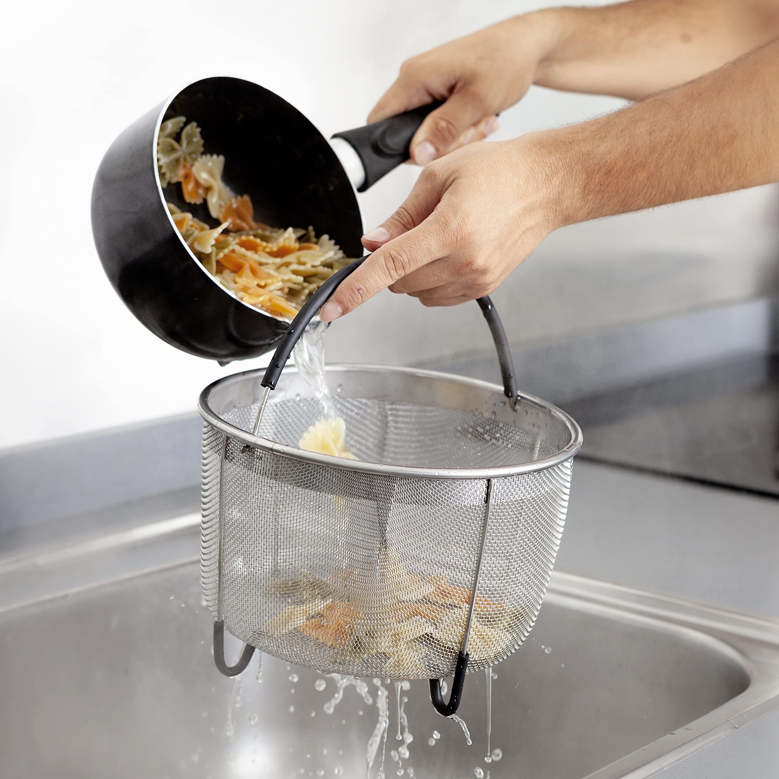 Instant Pot Steamer Basket 8 QT - Stainless Steel Cooking Insert for Healthy Meals - Perfect for Vegetables, Dumplings & Seafood