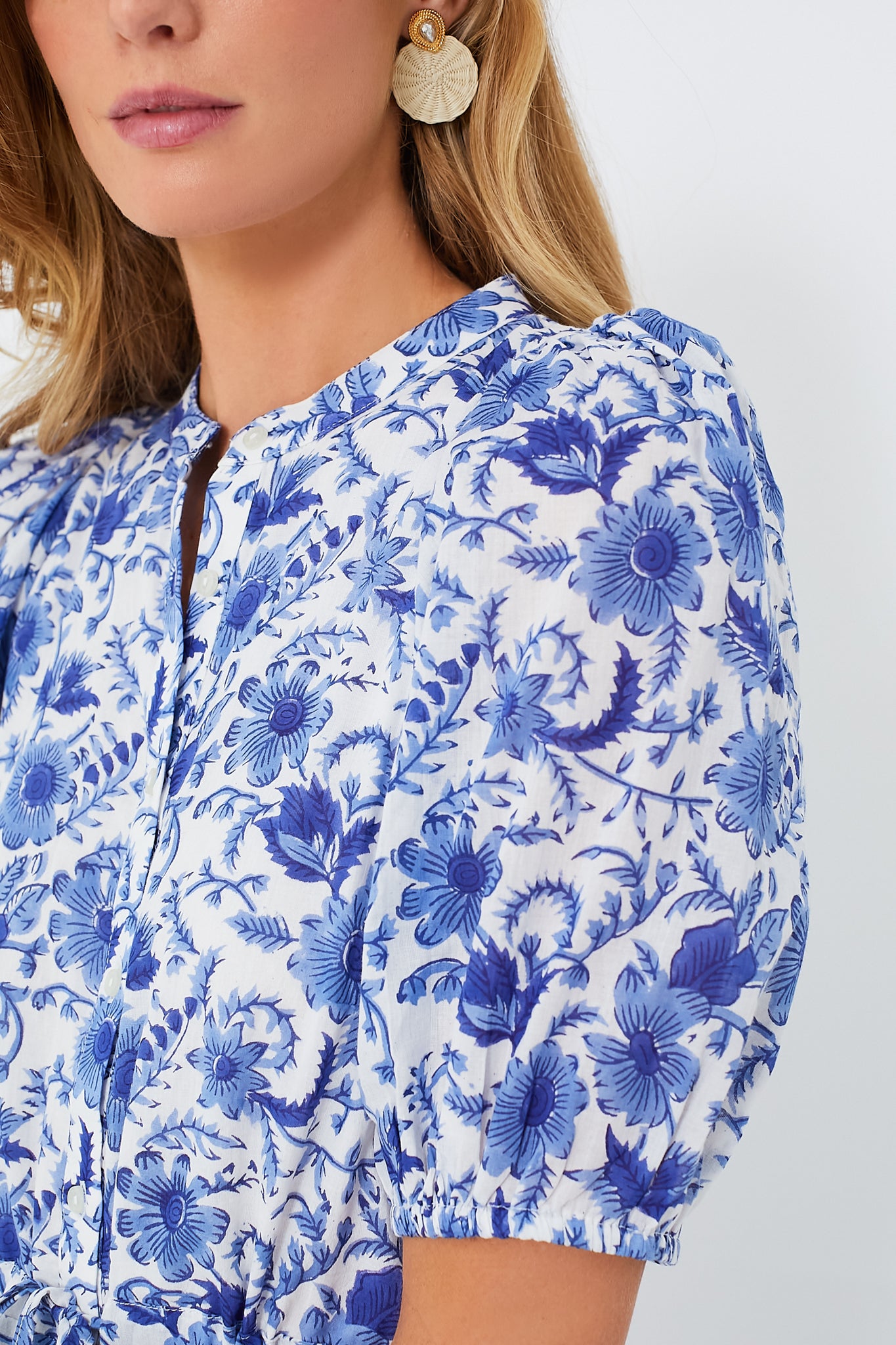 Blue Morning Flower Organic Lucy Dress - Floral Print Summer Maxi Dress for Women | Perfect for Beach Vacations, Weddings & Boho Fashion