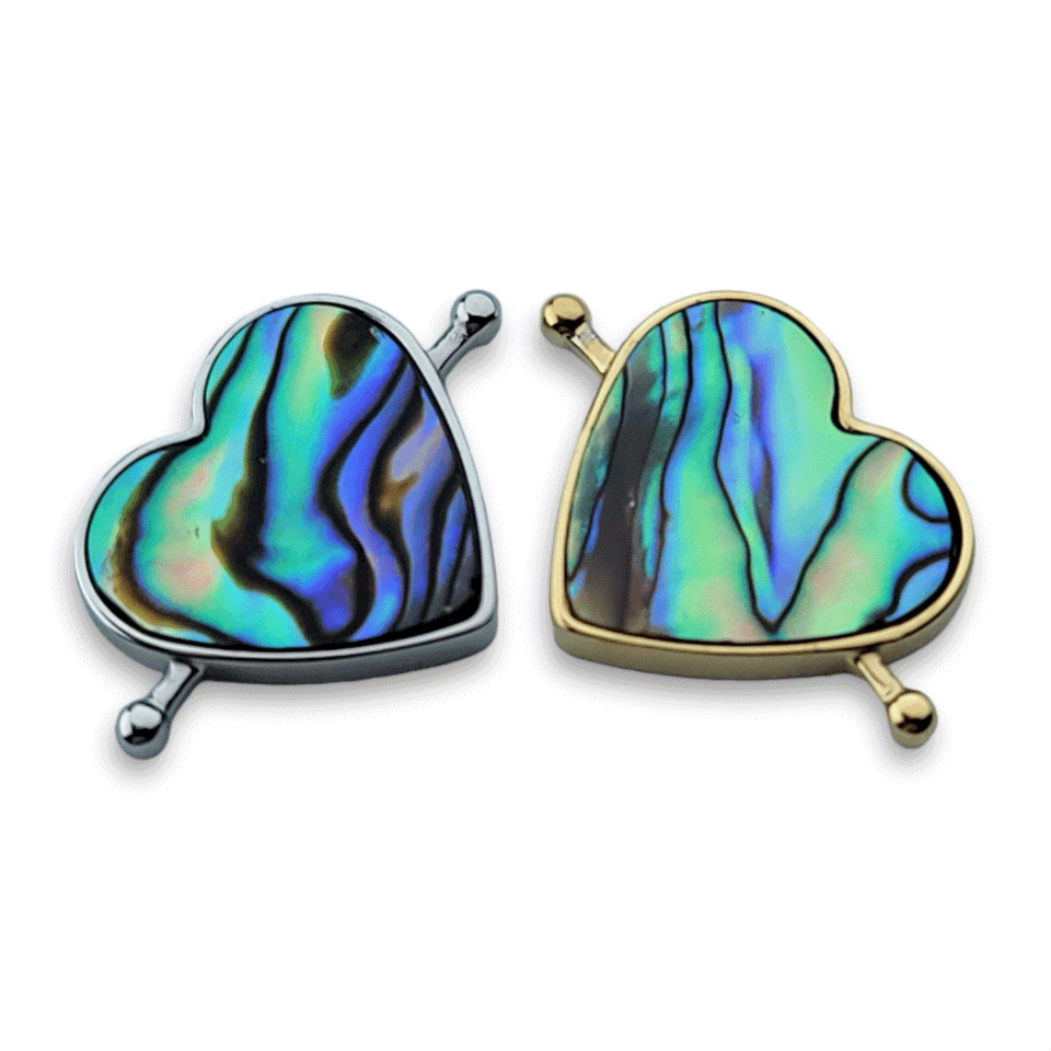 Heart-Shaped Abalone Shell with Crystal Inlay - Perfect for Jewelry Making, Home Decor, and Spiritual Healing
