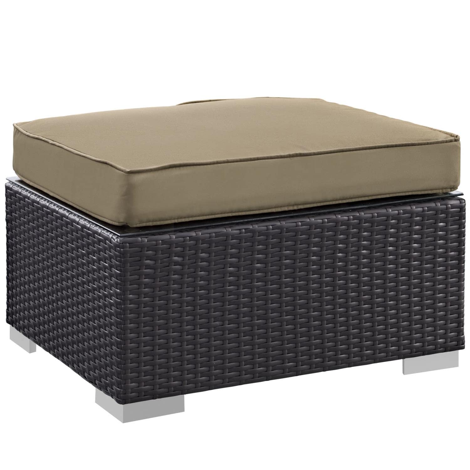 Modway Convene 5-Piece Wicker Rattan Outdoor Patio Furniture Set - Espresso Mocha Brown - Durable All-Weather Dining Set for Backyard, Garden, Poolside & Deck (Table + 4 Chairs)