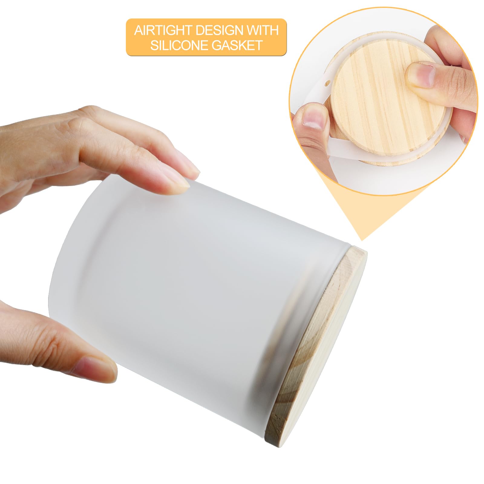 10 OZ Thick Glass Candle Jars with Wooden Lids - 15 Pcs Empty Frosted White Containers for DIY Candle Making, Wax Melts, Home Decor & Gift Packaging - Perfect for Aromatherapy, Wedding Favors and Party Decorations