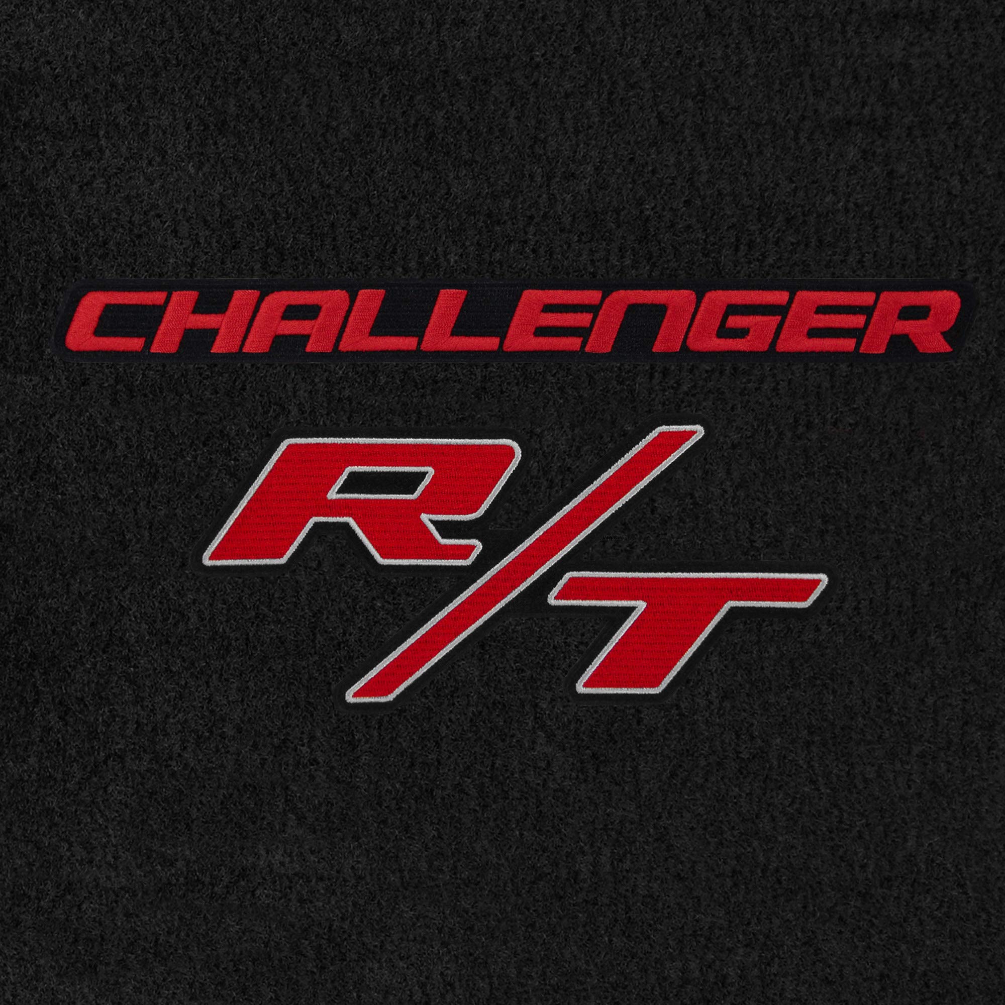 Premium Luxury Custom-Fit Carpeted Floor Mats & Trunk Liners for 2011 Dodge Challenger RWD - Charcoal with Red 'Challenger' R/T Logo (No Subwoofer) - Perfect for Road Trips & Car Shows