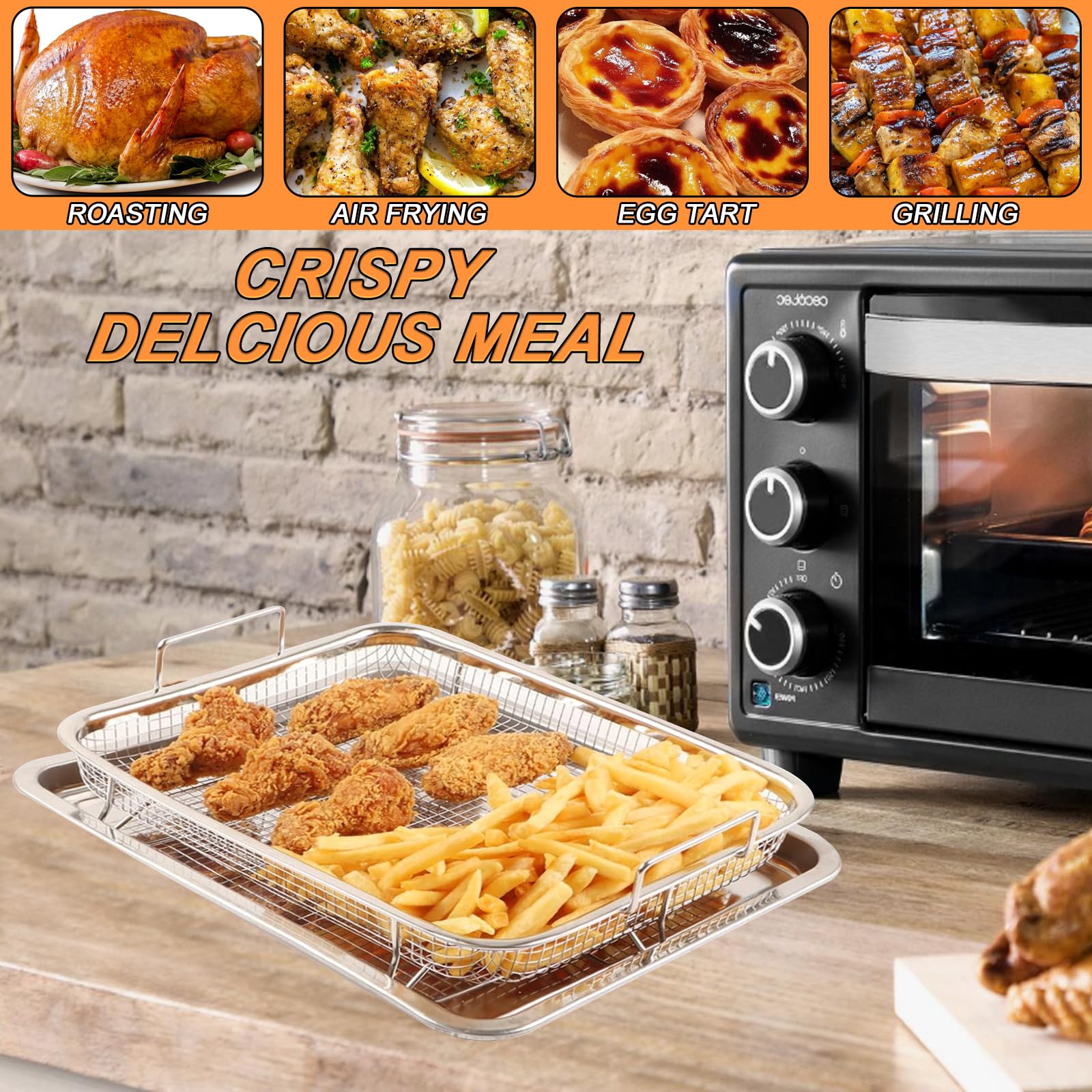 Stainless Steel Air Fryer Basket for Oven - 15.5