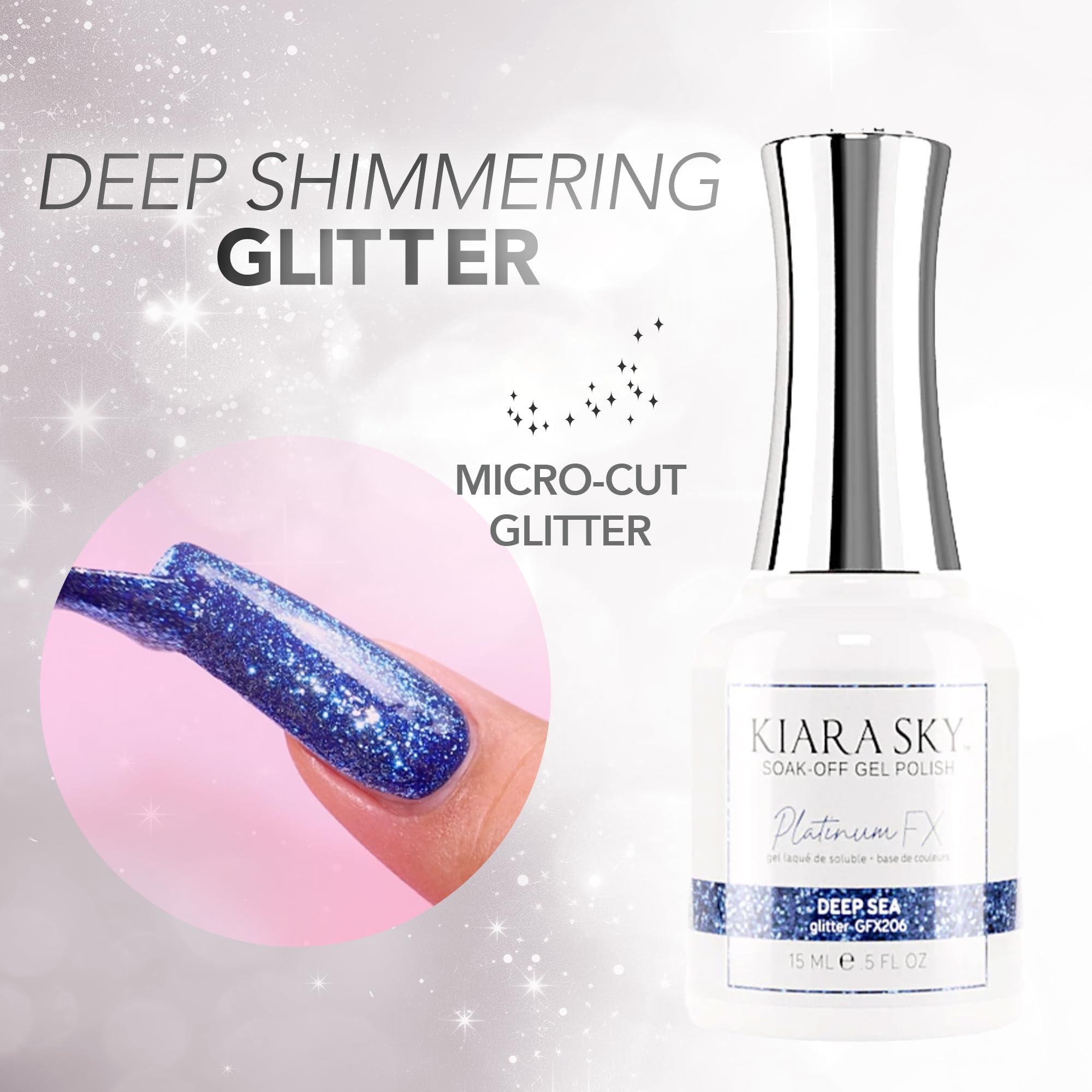 KIARA SKY Platinum FX Reflective Gel Polish 0.5 fl oz - Deep Sea Blue Nail Polish for Salon Quality Manicures | Perfect for Special Occasions, Nail Art & Long-Lasting Wear