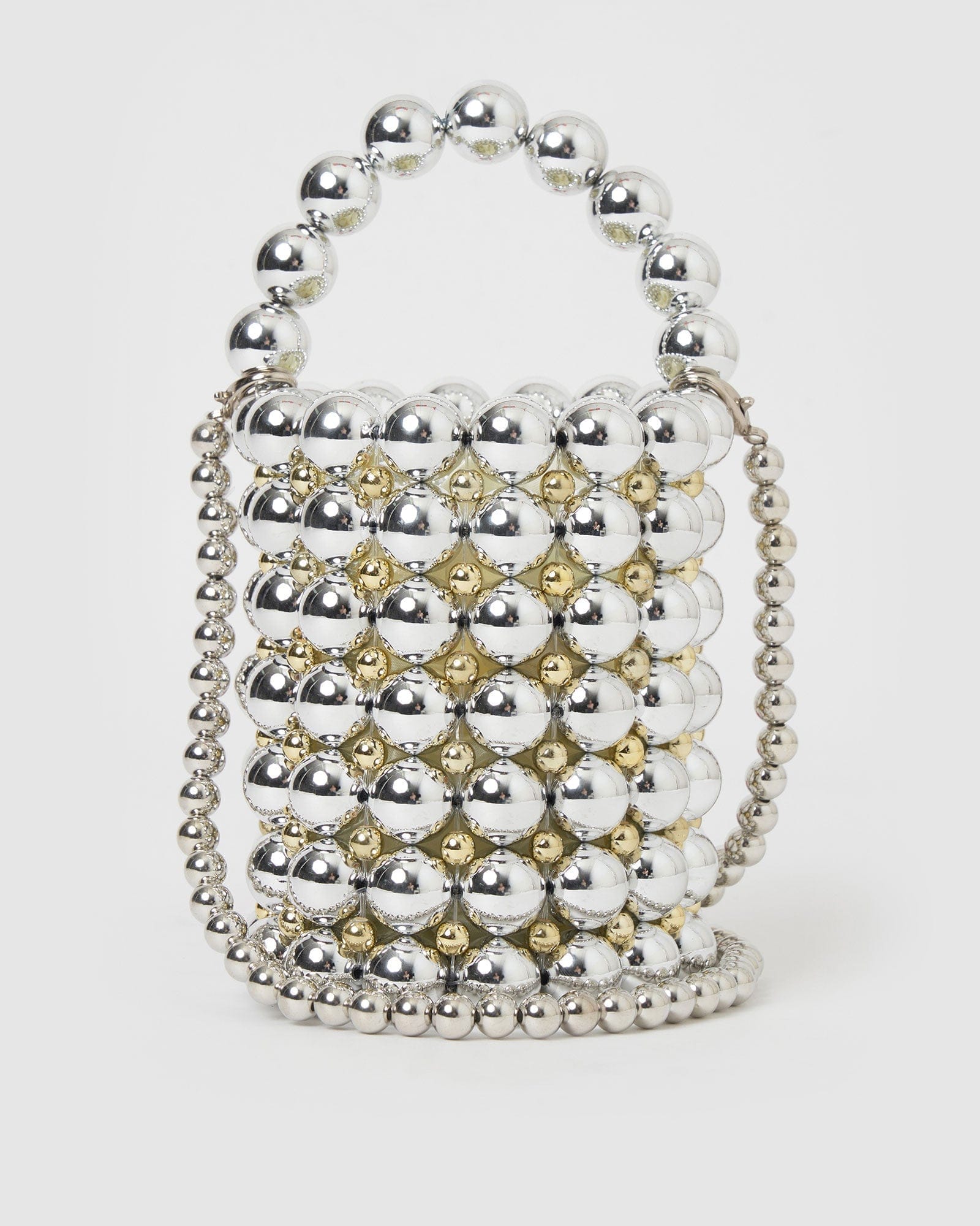 Izoa Besito Pearl Handbag for Women - Elegant Silver Clutch Purse with Pearl Accents - Perfect for Evening Parties, Weddings & Special Occasions