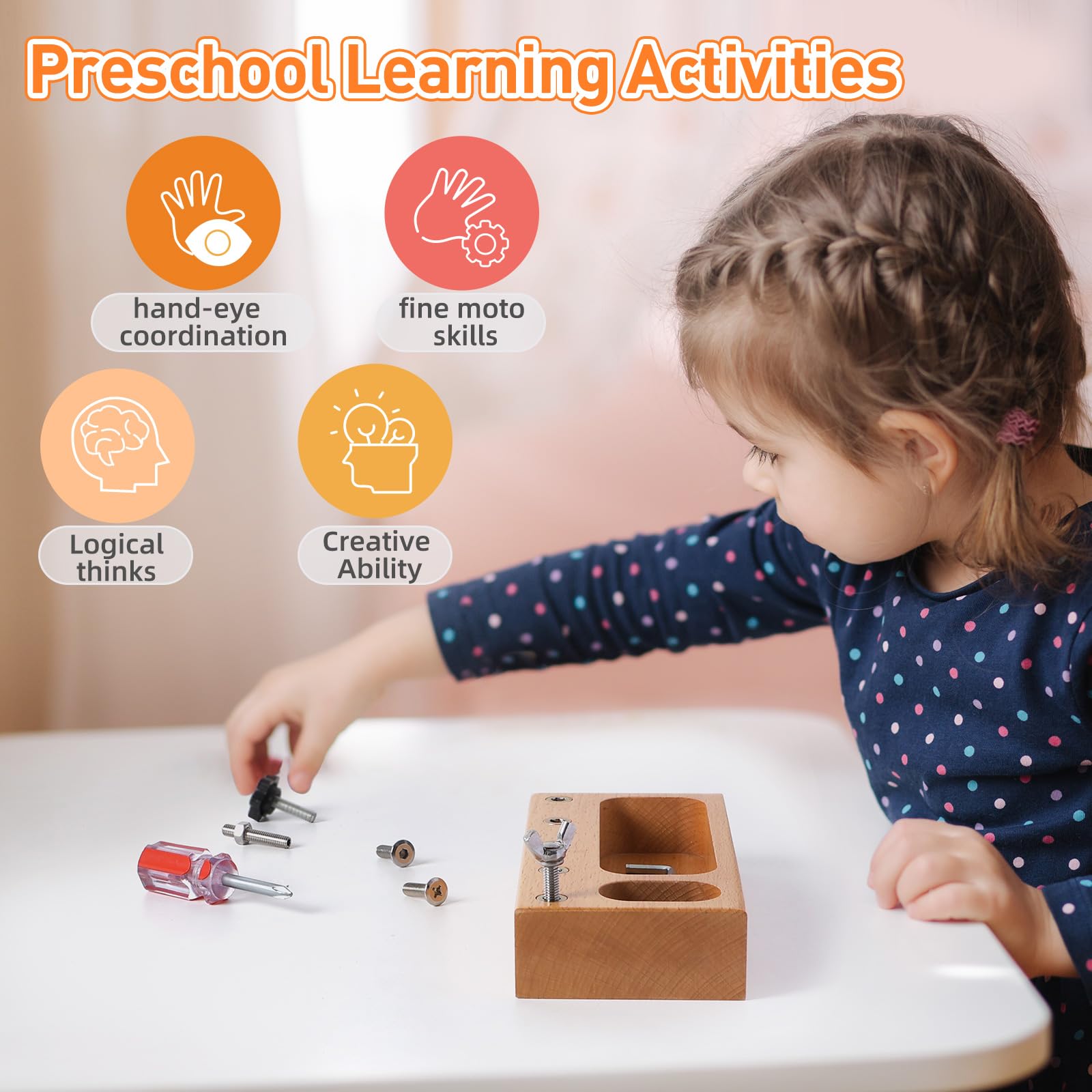 **Kids Screwdriver Toy Set - Toddler Busy Board Sensory Toys, Fine Motor Skills Learning Tools for 3-5 Year Olds, Autism Sensory Toys for Preschool Activities - Perfect for DIY Play, Classroom & Therapy Use**