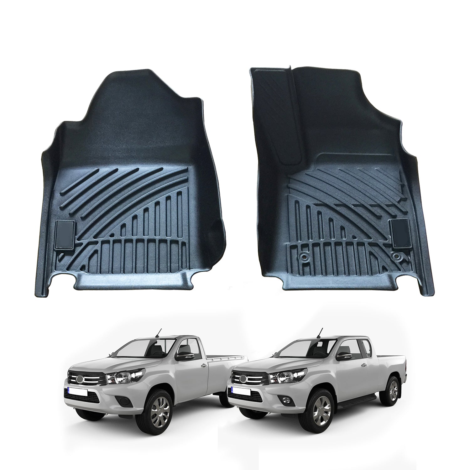 Premium 3D Floor Mats for Toyota Hilux Single/Extra Cab (2015-Present) - Auto Transmission - Custom Fit All-Weather Protection - Perfect for Off-Roading & Daily Commute