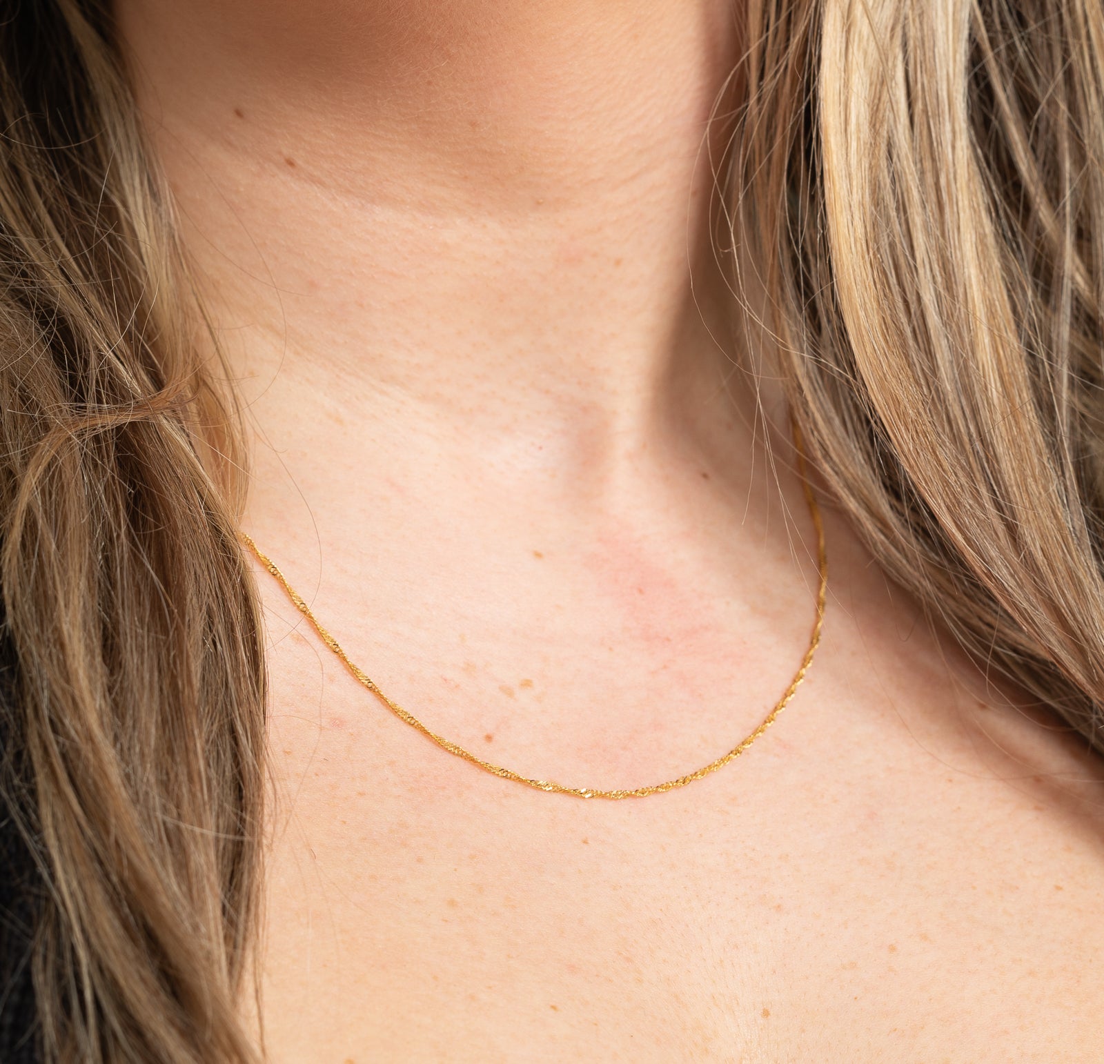 15K Yellow Gold Singapore Chain Necklace - 1.45mm Thin Rope Chain for Men & Women - 16 Inch Dainty Delicate Jewelry - Perfect for Layering, Gifts, and Everyday Wear